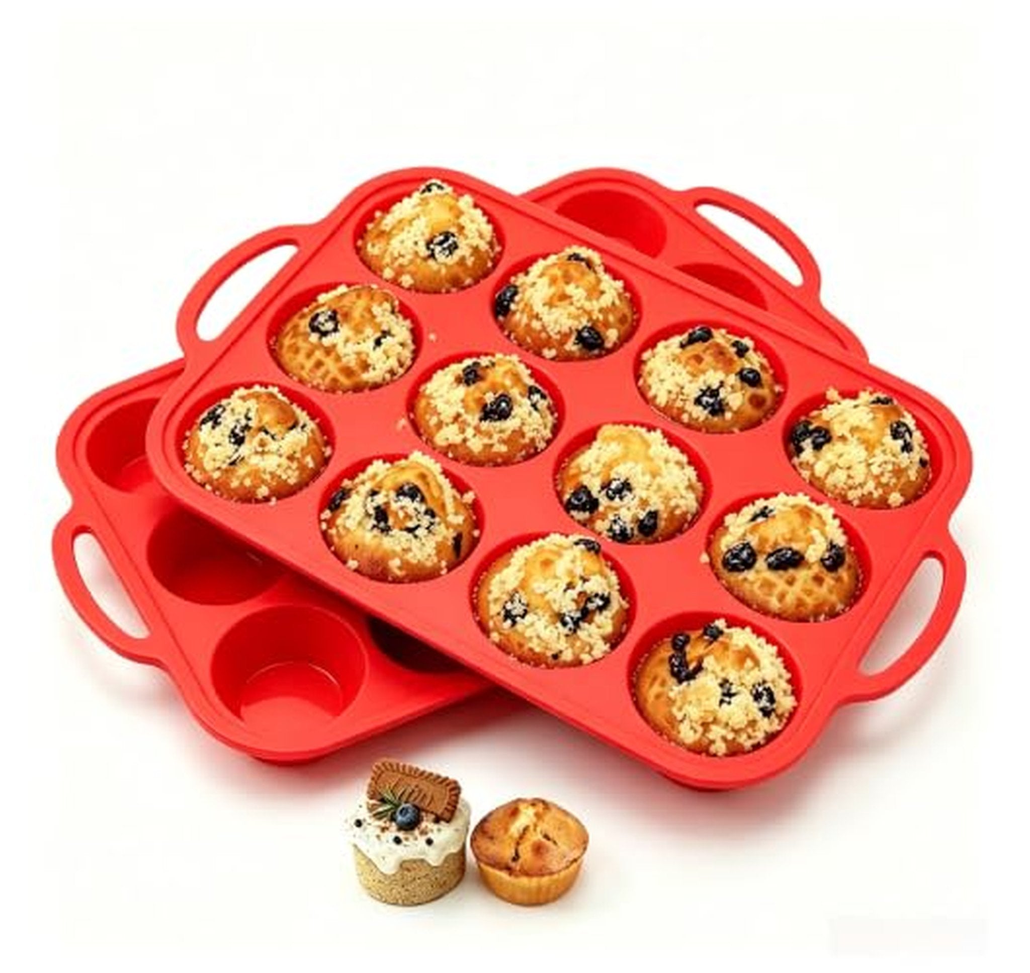 2 Pack Nonstick Silicone 12 Cup Muffin Pans