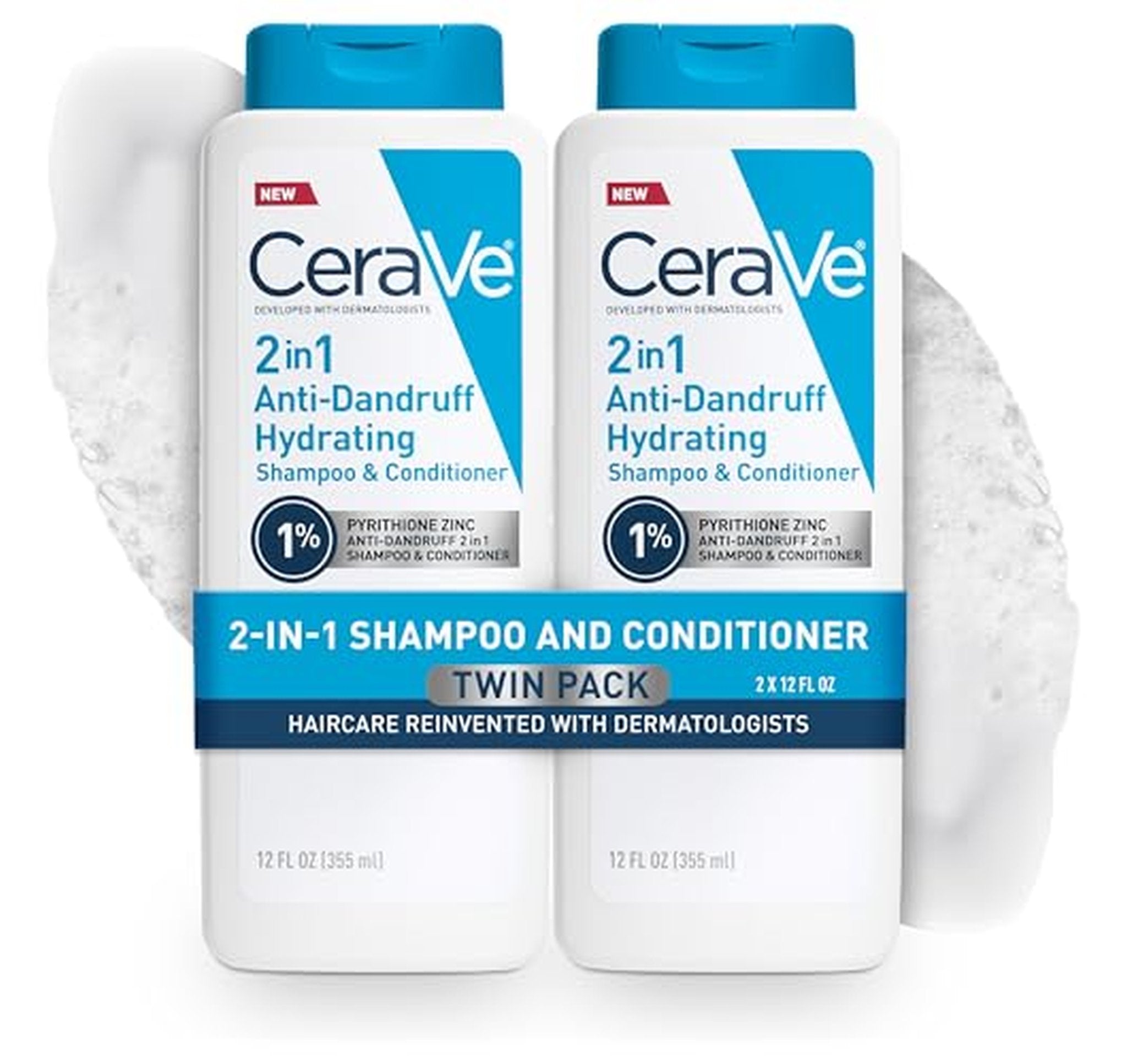 2 Pack CeraVe Hydrating Anti-Dandruff Shampoo Conditioner