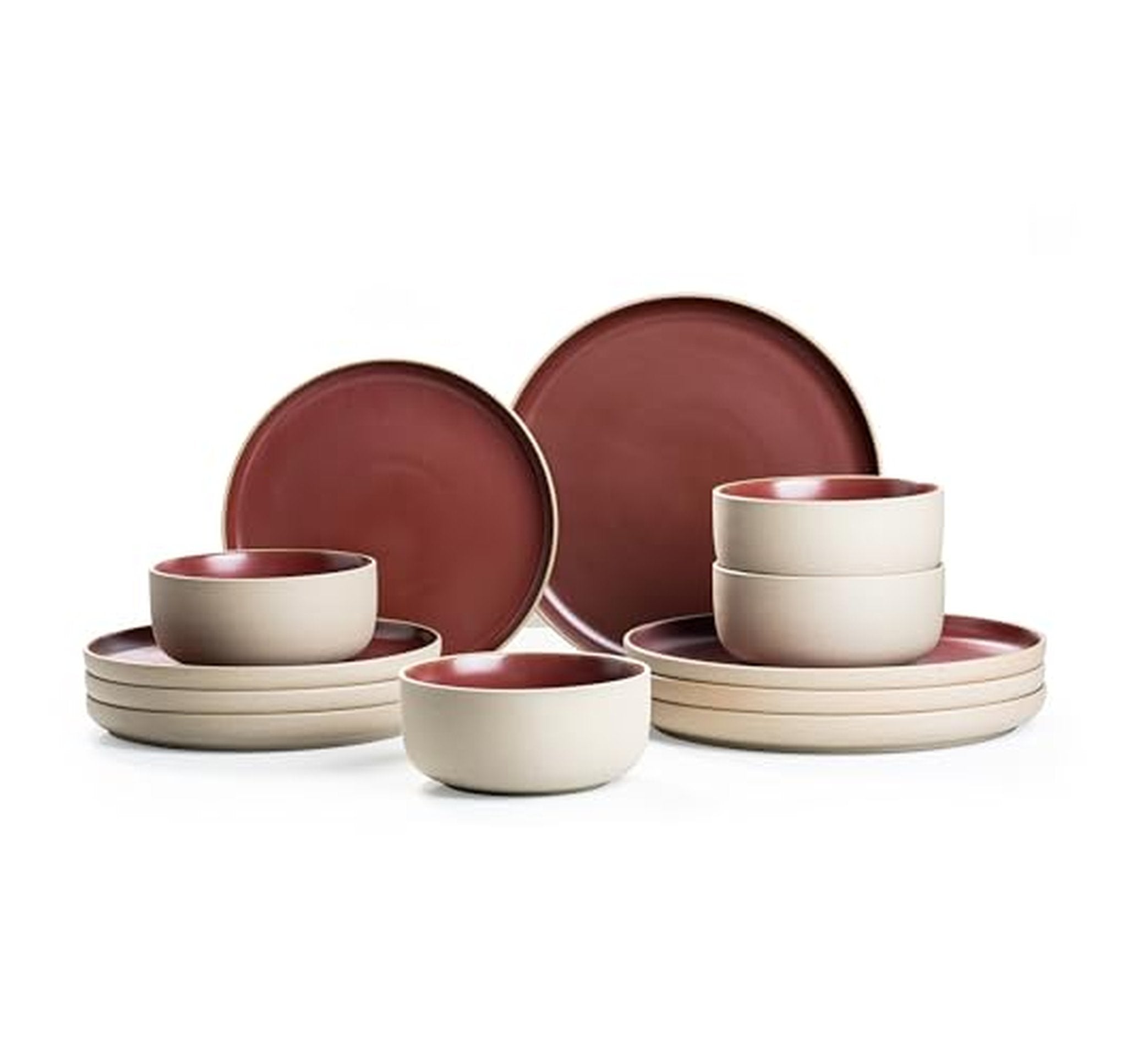 12 Piece Reactive Glaze Ceramic Dinnerware Set