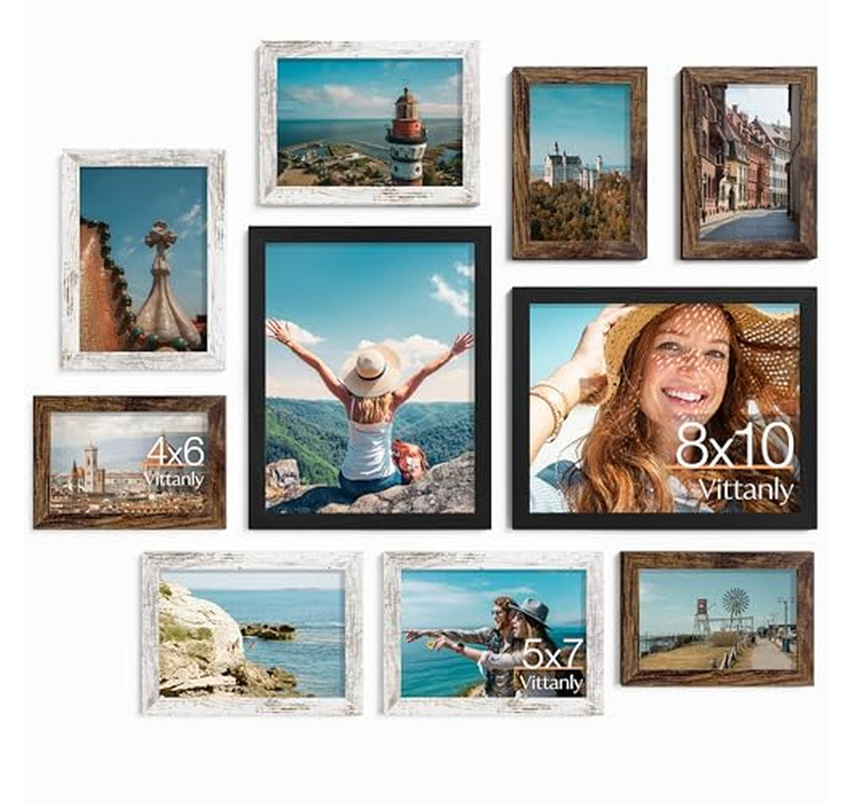 10 Pack Mixed Finish Gallery Wall Frame Set