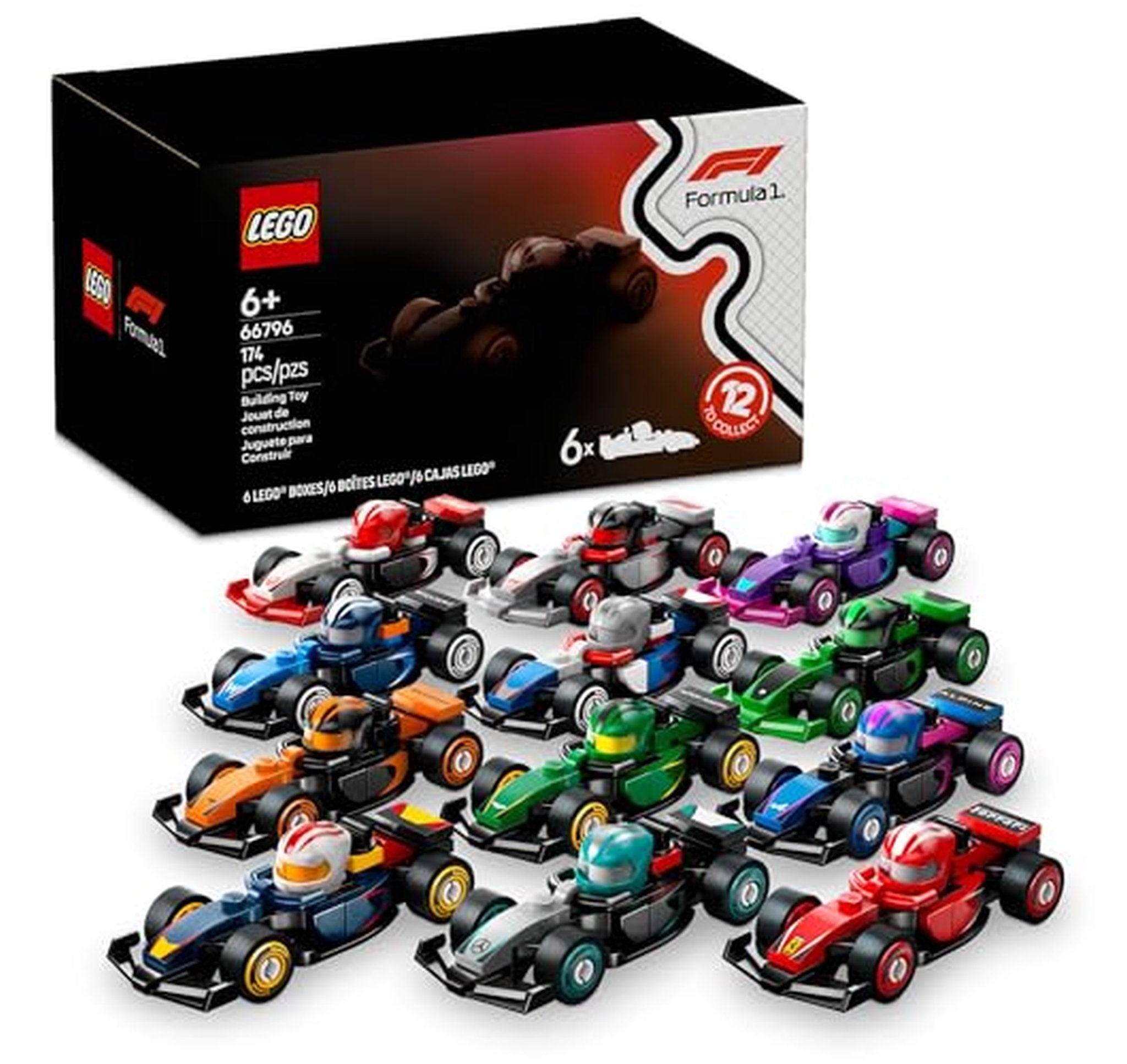 6 Pack LEGO F1 Collectible Race Car Building Set