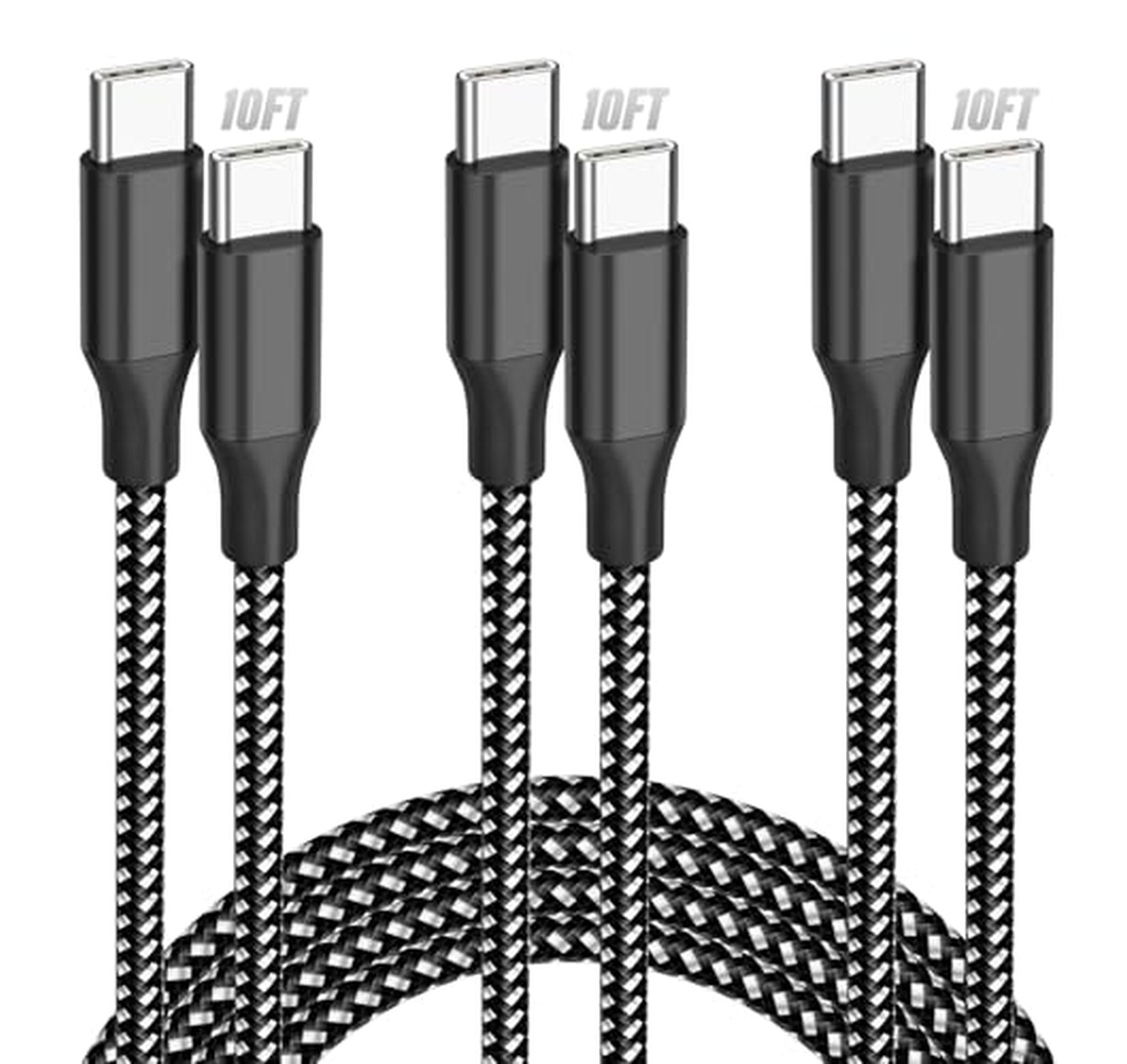 3 Pack 10FT 60W USB C Charging Cables
