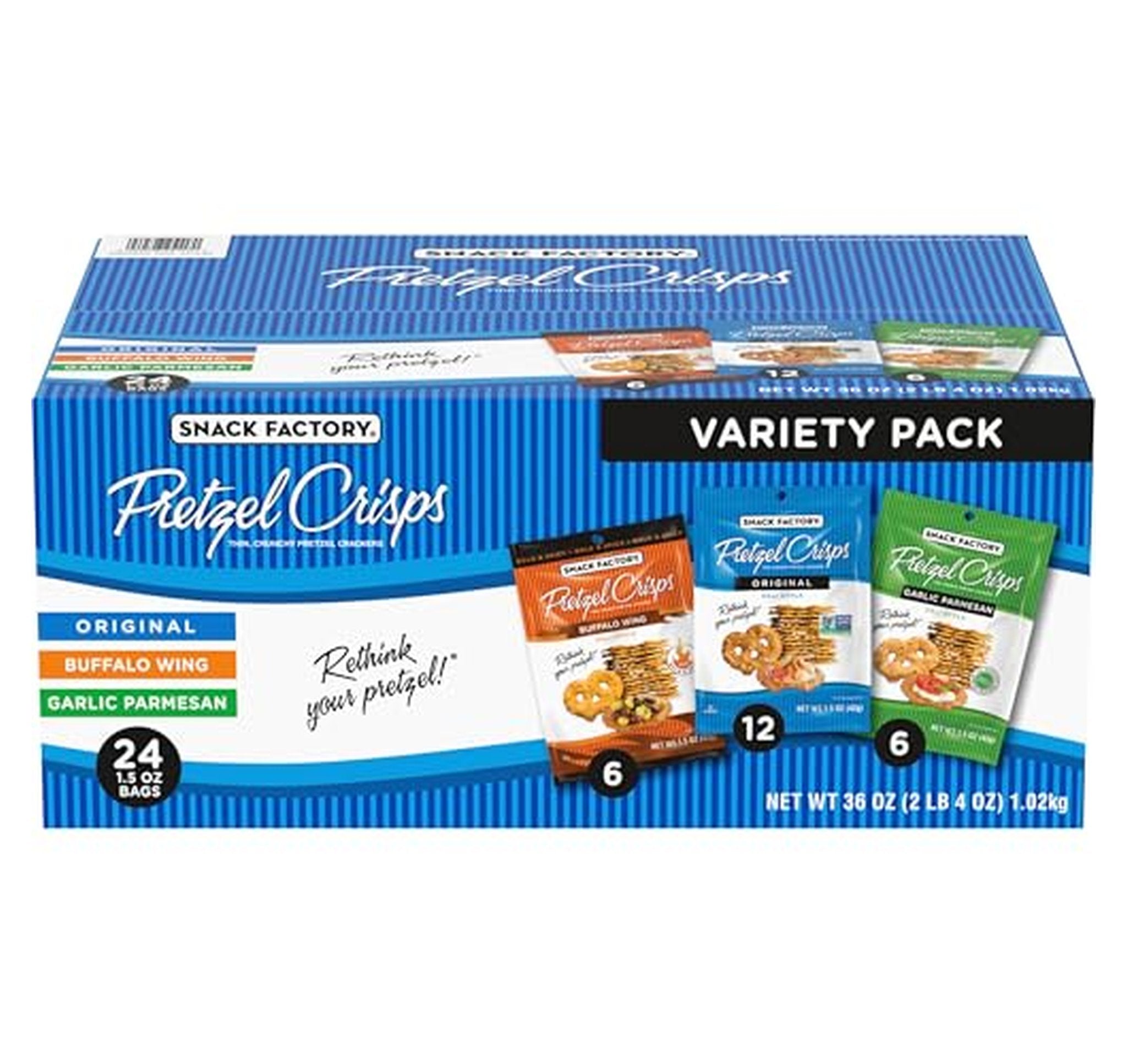 24 Pack Snack Factory Pretzel Crisps Variety Bags