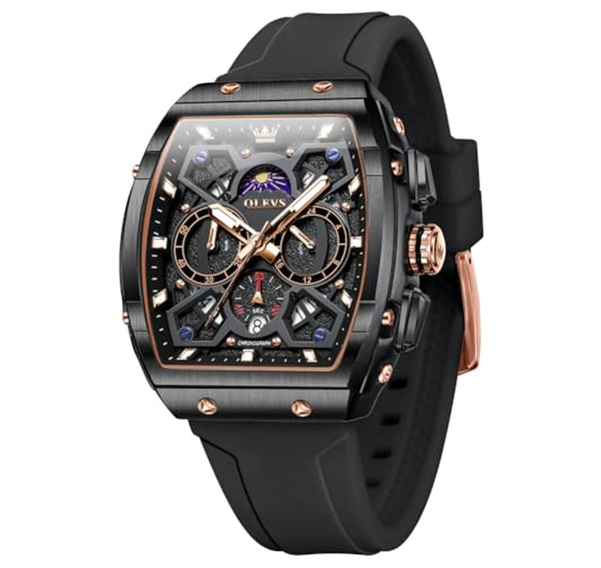 Chronograph Moon Phase Square Men’s Watch