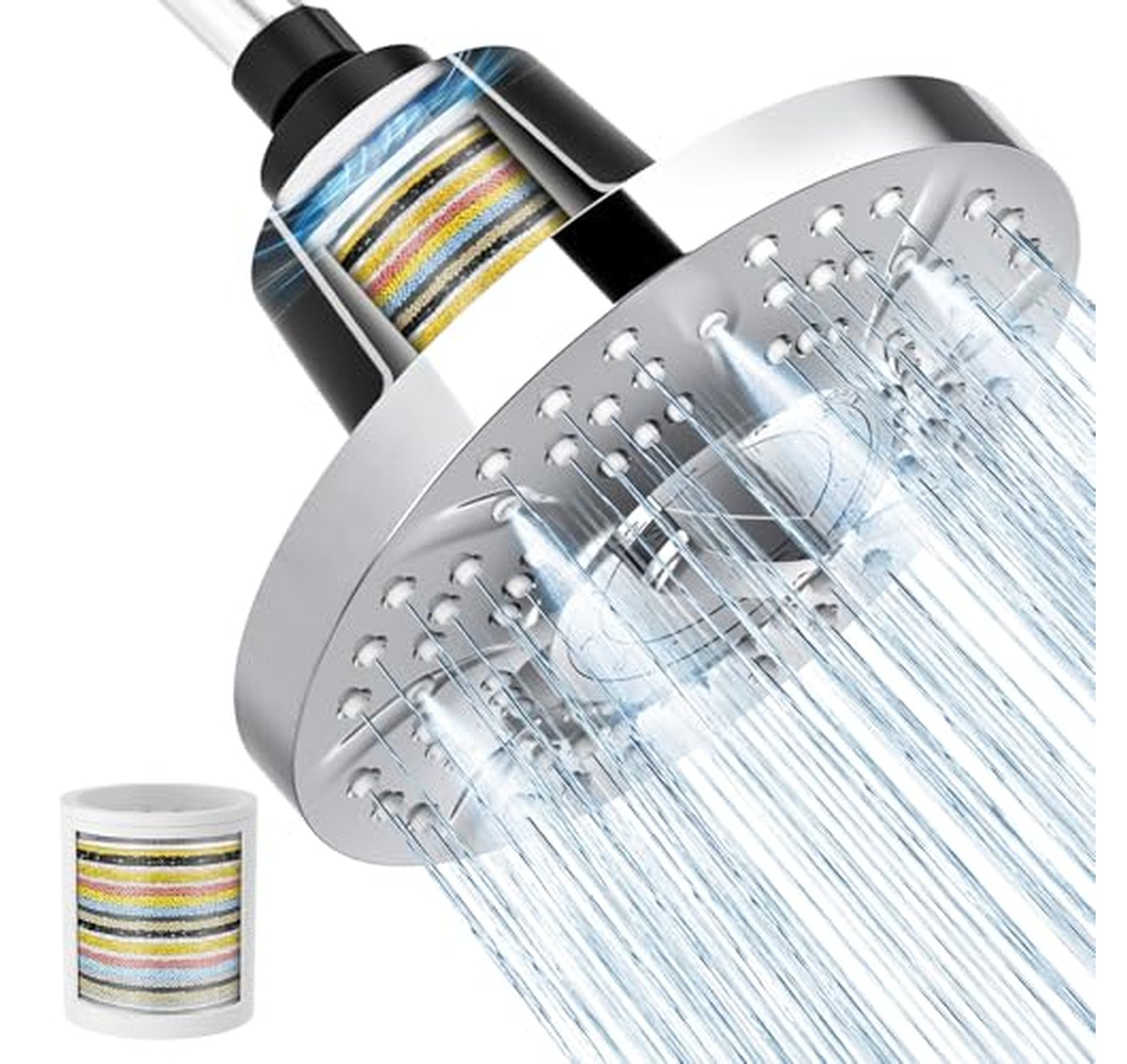 20-Stage Filtered Fixed Shower Head for Hard Water