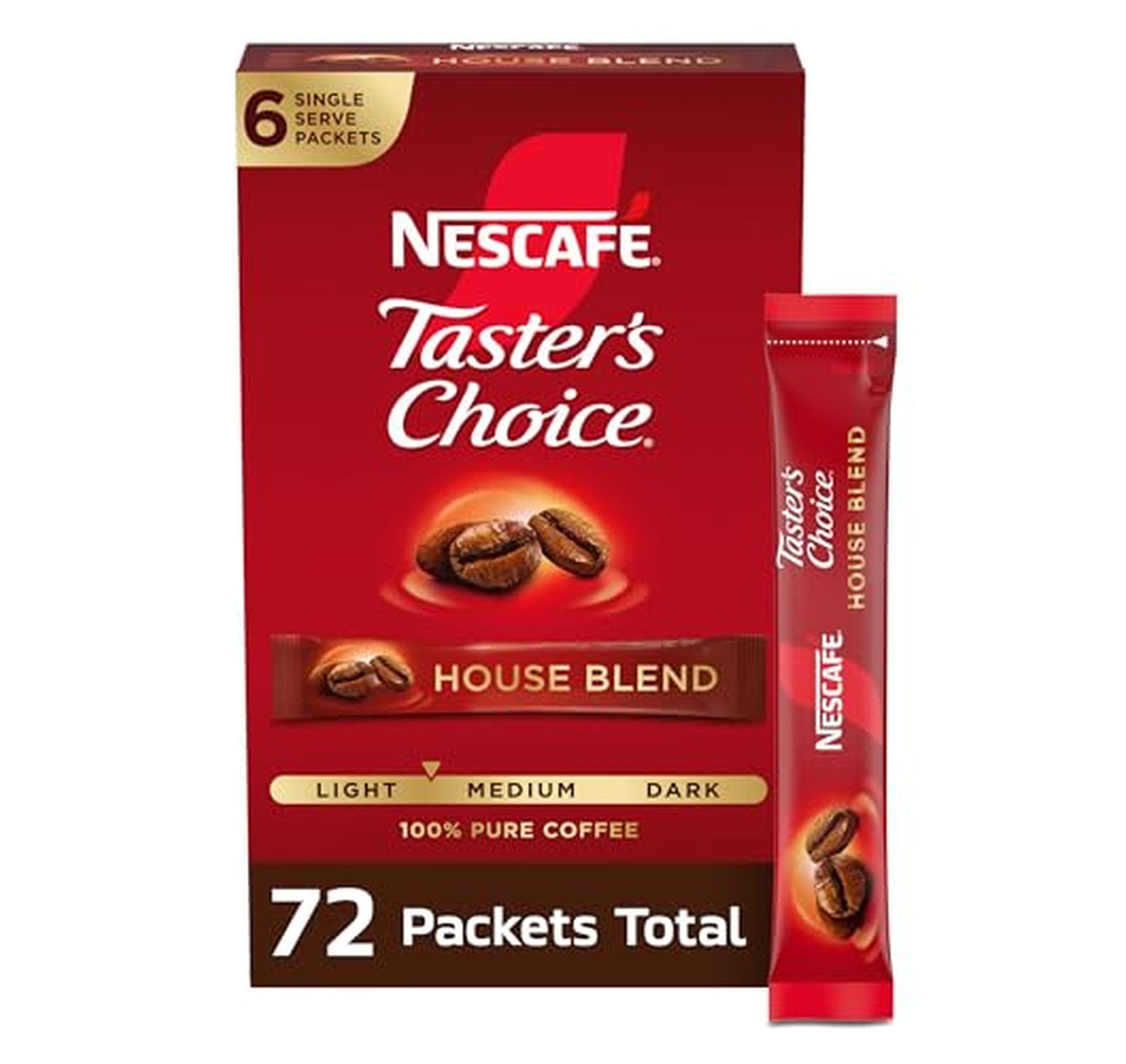72 Pack Taster's Choice Instant Coffee Packets House Blend
