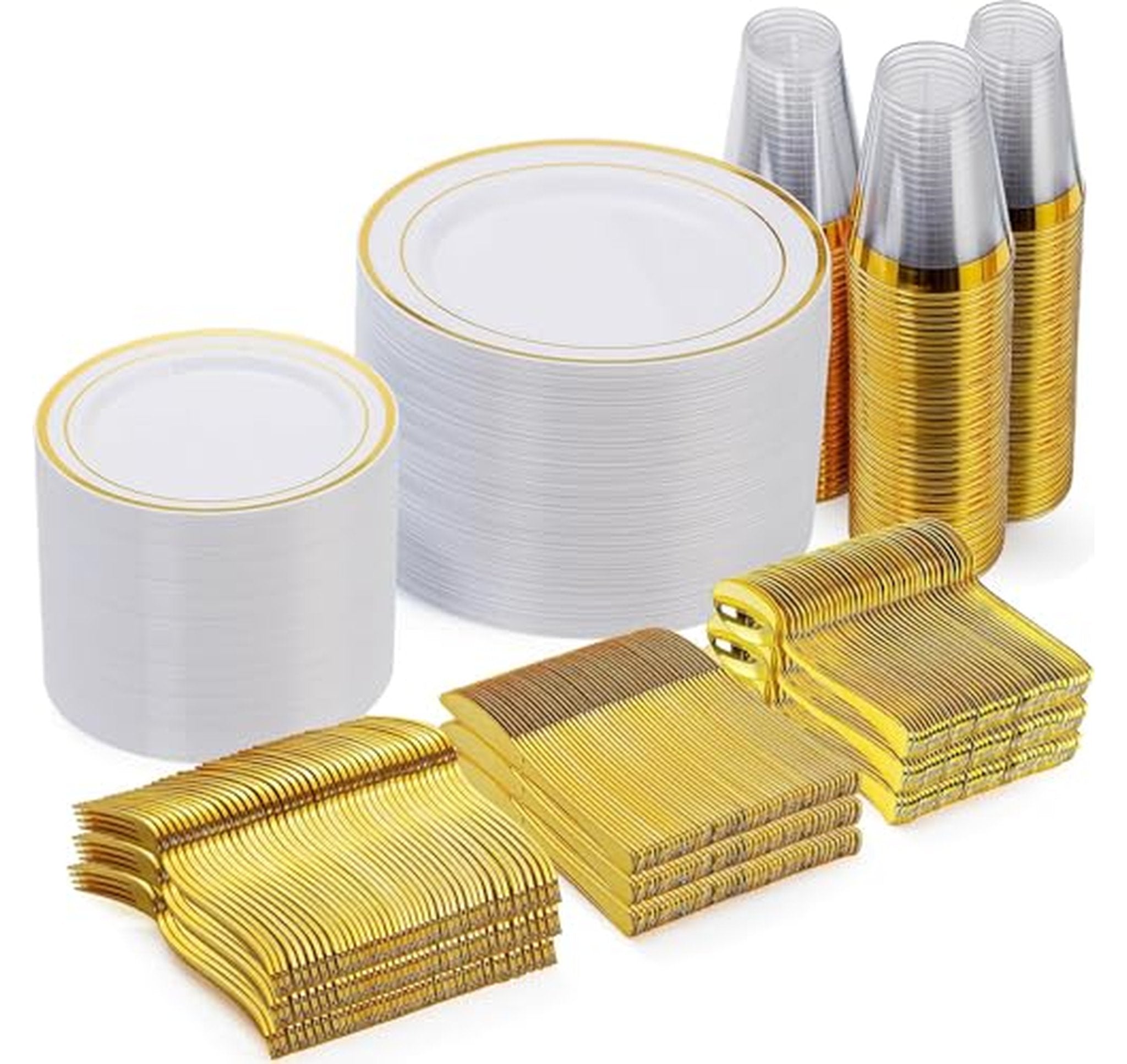 600 Piece Disposable Plastic Dinnerware Set for 100 Guests
