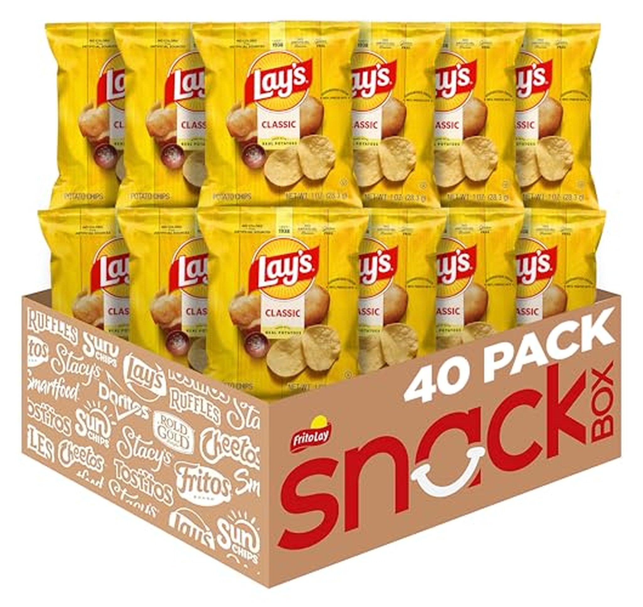 40 Pack Lay's Classic Potato Chips 1 Ounce