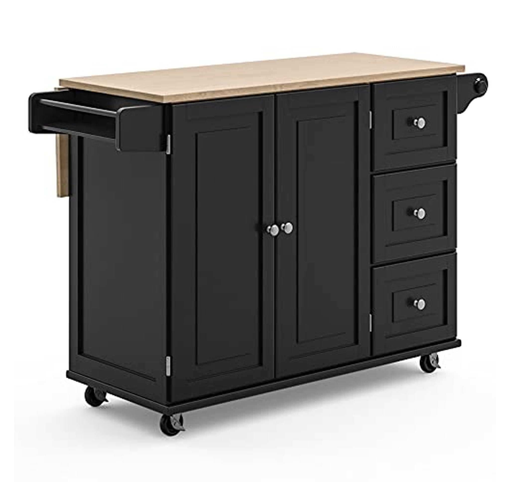 Drop Leaf Mobile Kitchen Island Cart with Storage