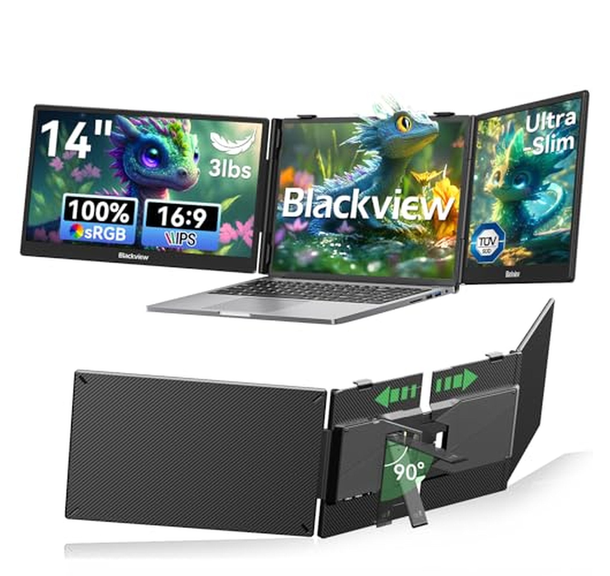 14-Inch 1080p Triple Portable Laptop Monitor