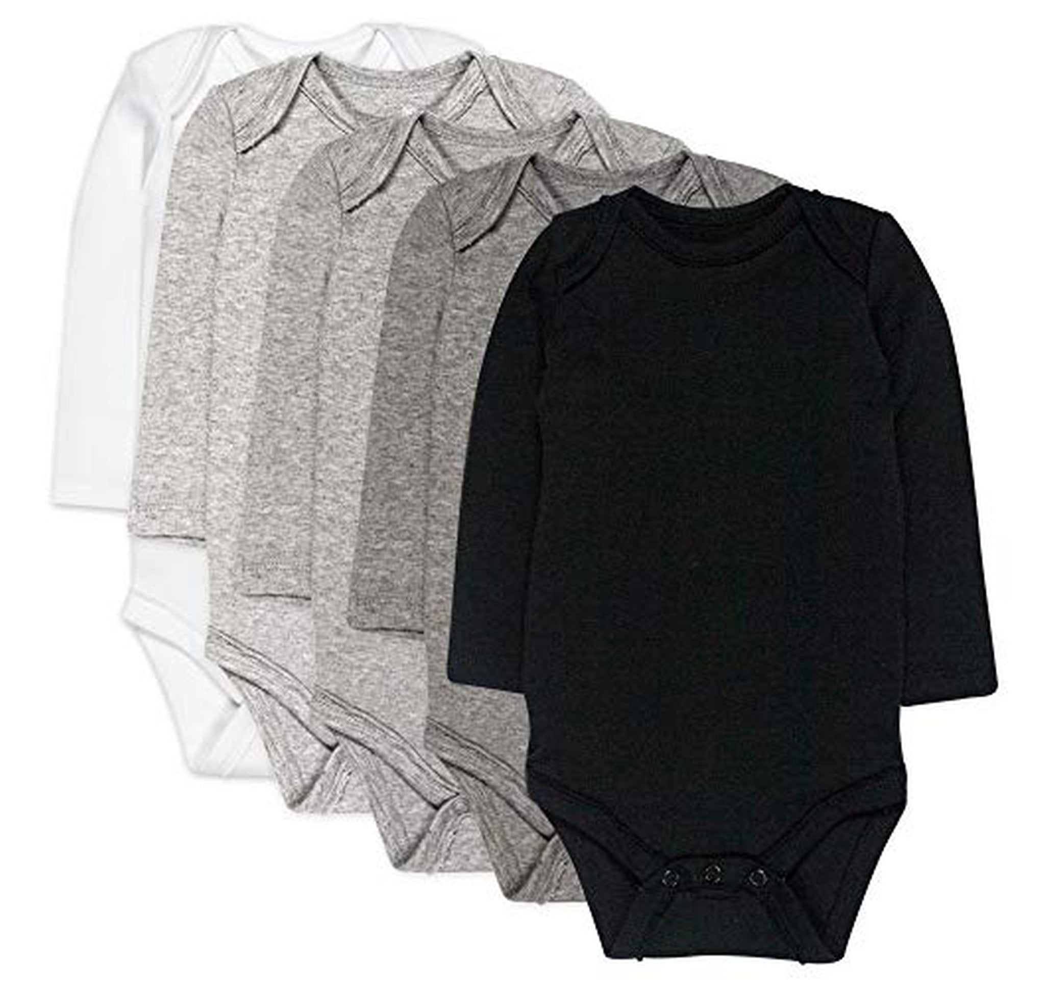 5 Pack Organic Cotton Long Sleeve Baby Bodysuits