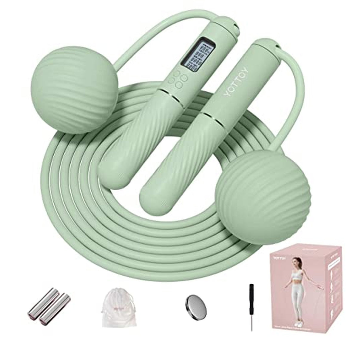 Cordless Jump Rope with Counter and Weighted Balls