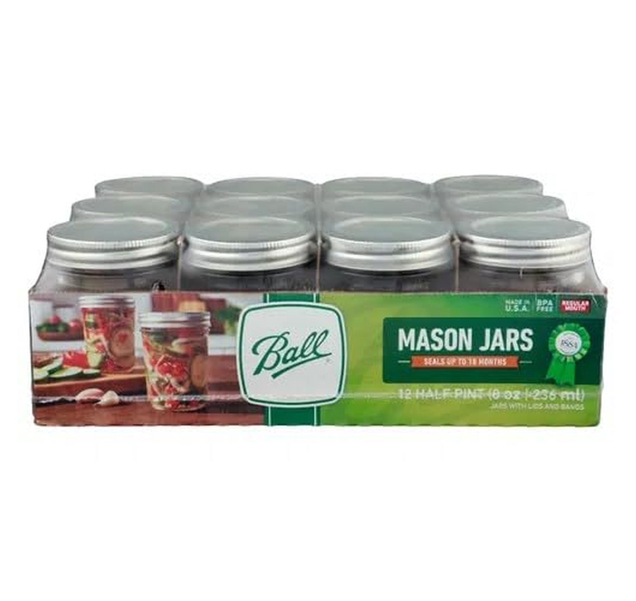 12 Pack Ball 8 oz Regular Mouth Mason Jars