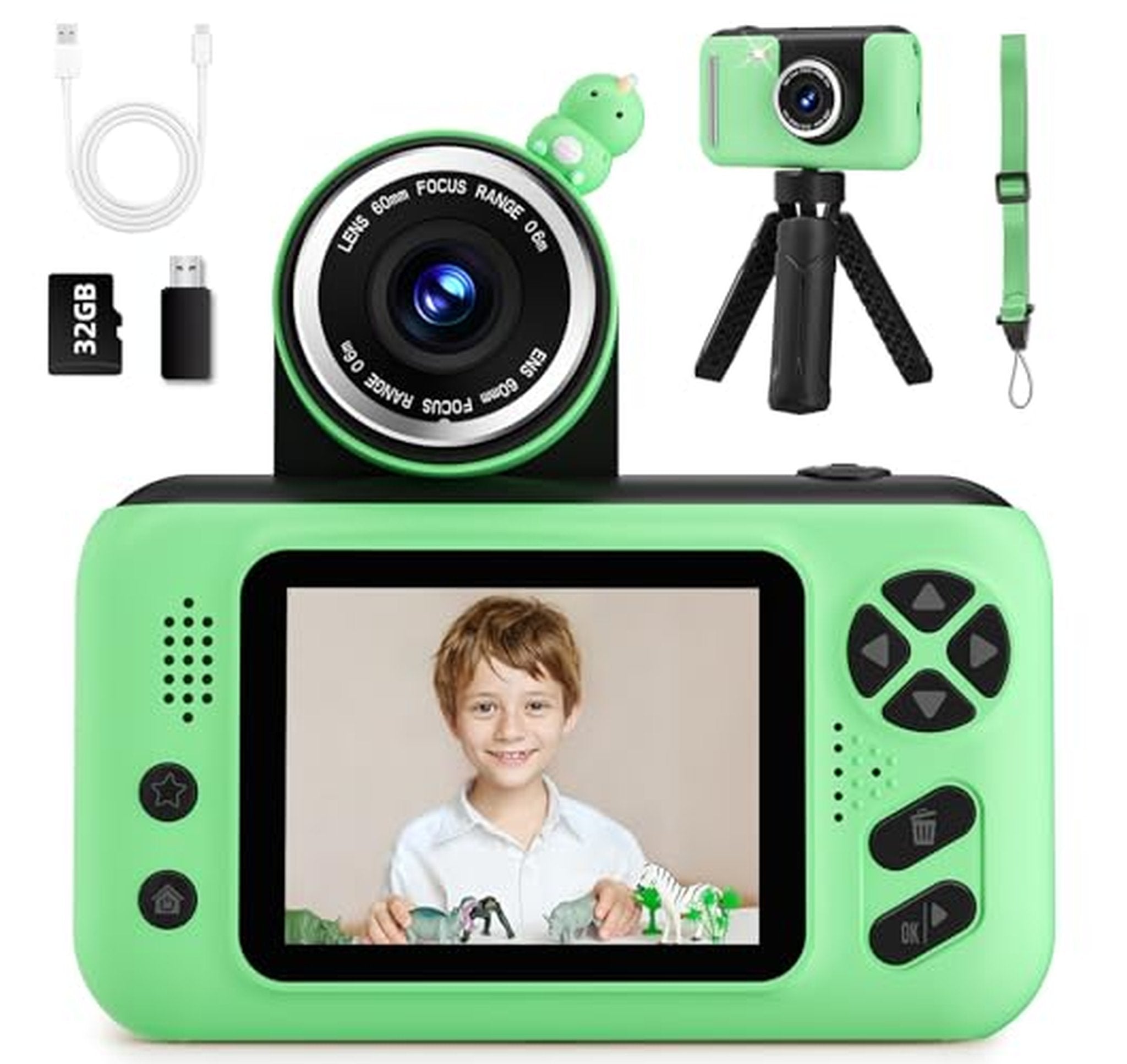 Kids Digital Video Camera with Selfie, 32GB Card