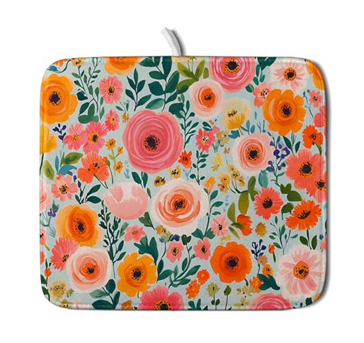 Absorbent Floral Dish Drying Mat for Countertops