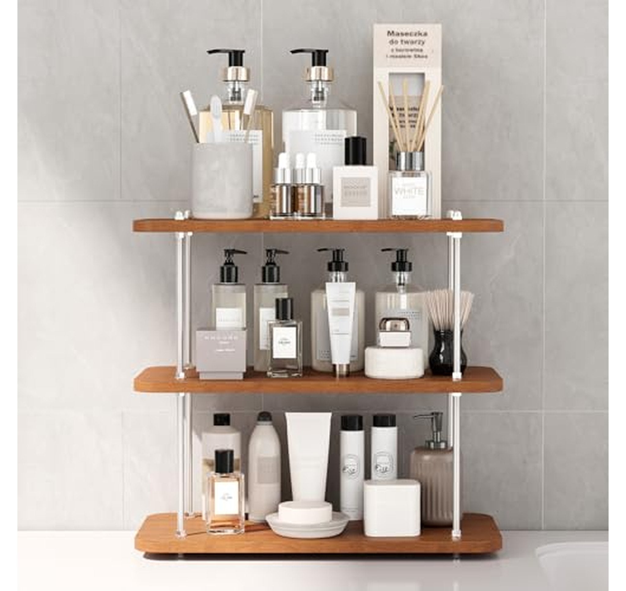 3 Tier Adjustable Bathroom Counter Organizer Shelf