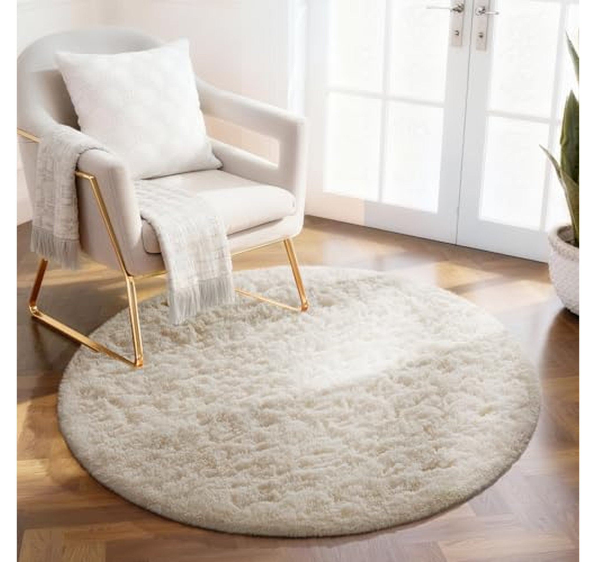 Round Shaggy Plush Area Rug
