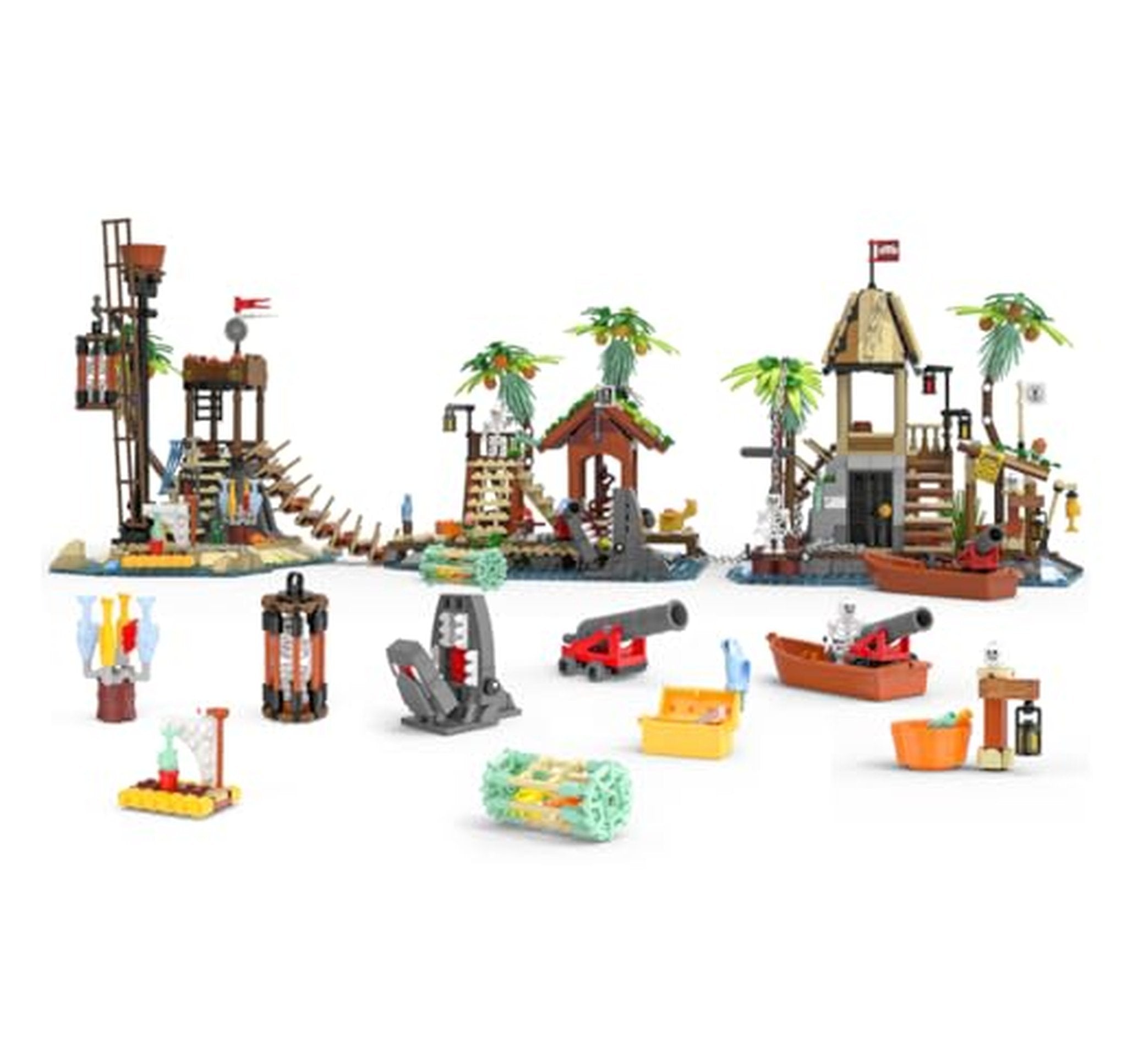 3 Pack Pirate Island Building Kit Playset, 1499 Pieces