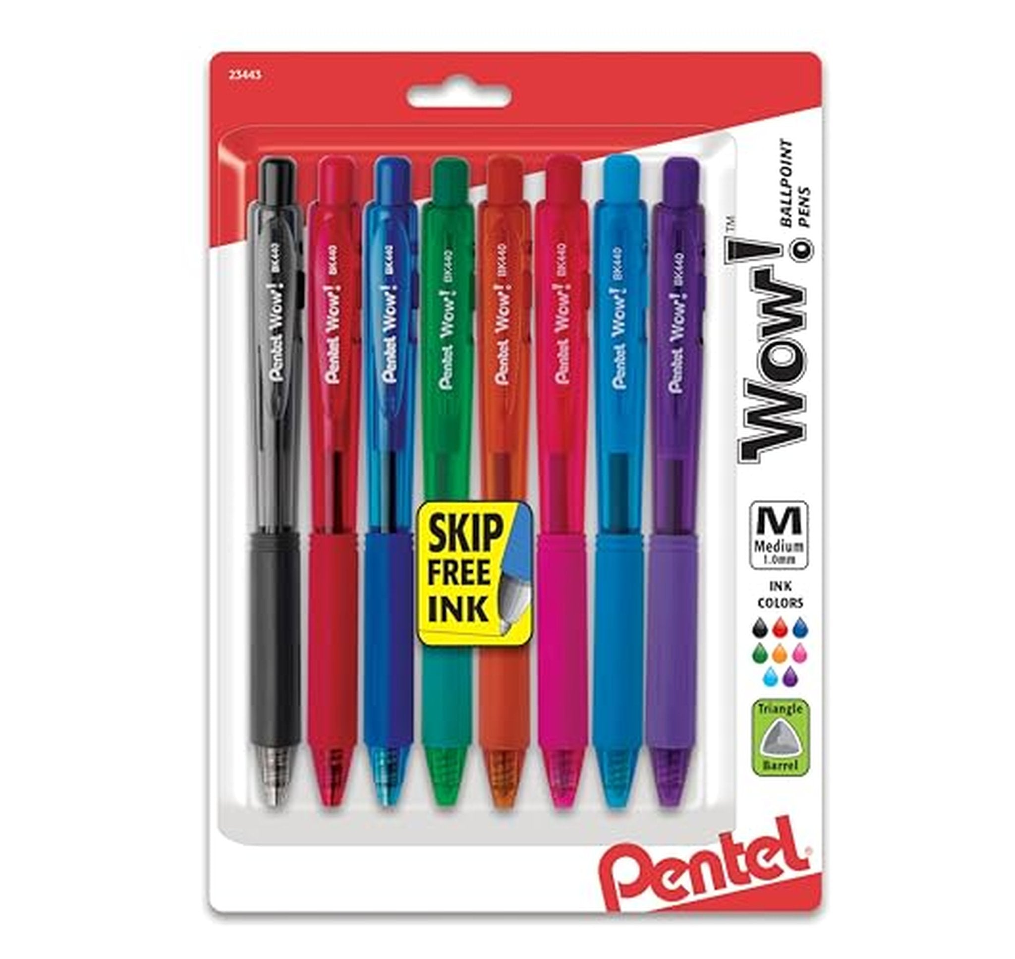 8 Pack Pentel Wow Retractable Ballpoint Pens Medium