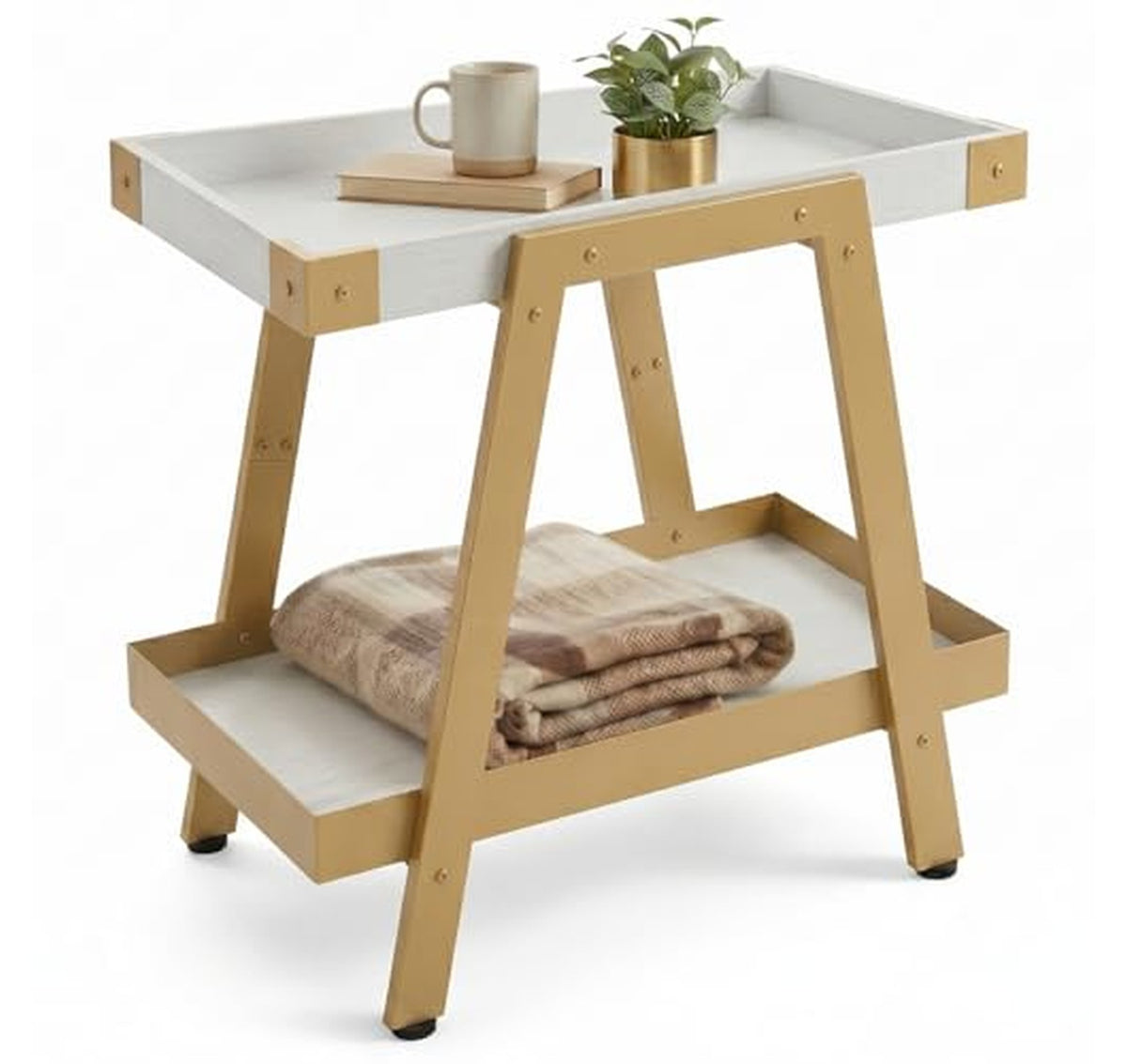 Farmhouse Heavy Duty Side Table 150 lbs Capacity
