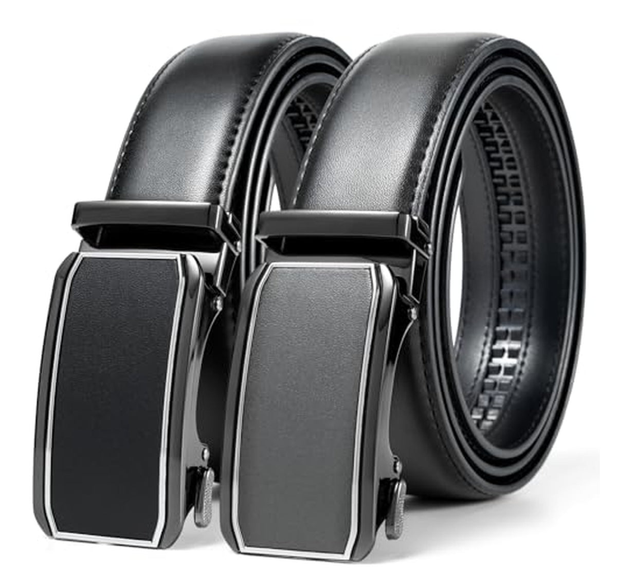 2 Pack Automatic Ratchet Leather Dress Belts