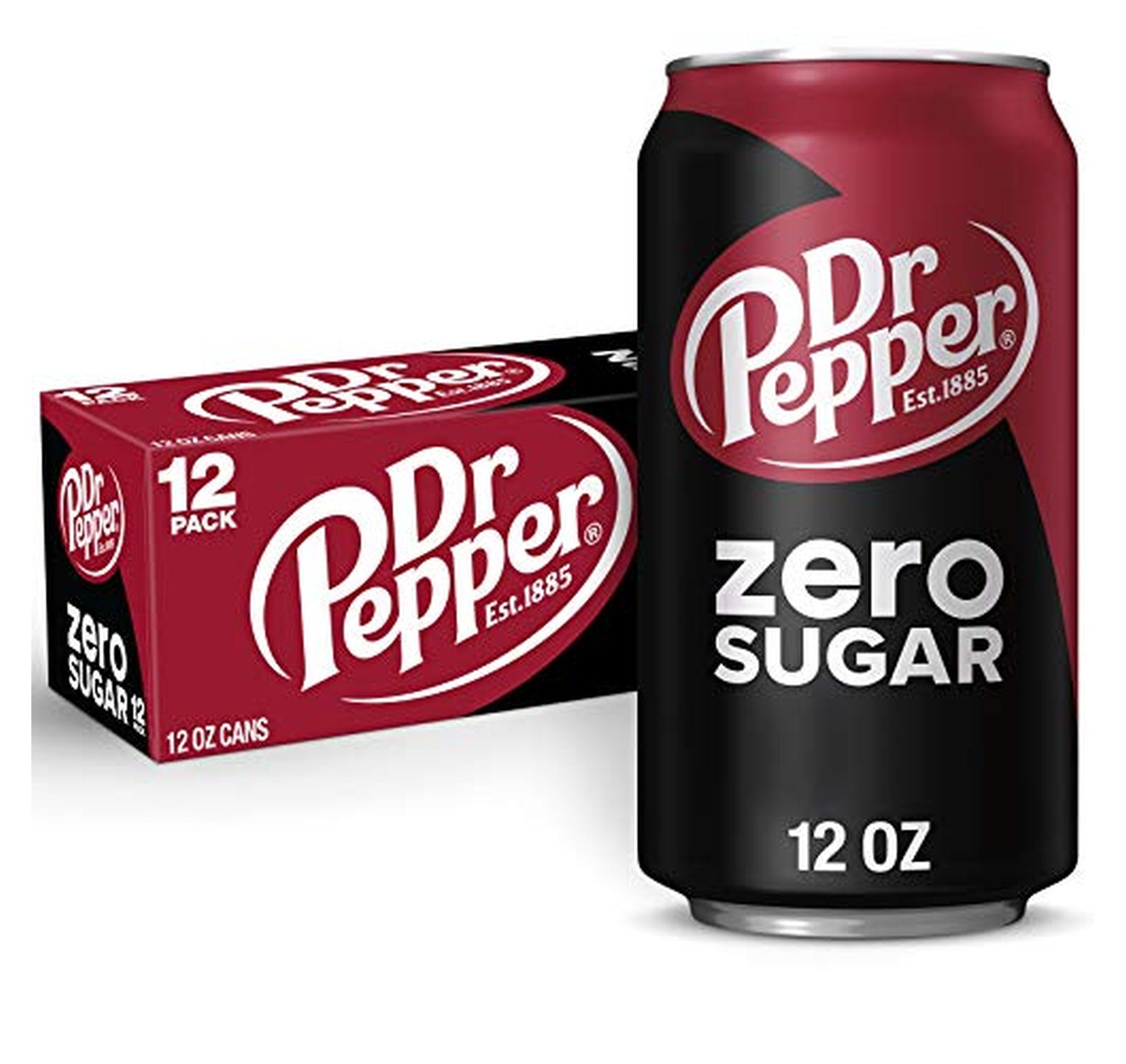 12 Pack Dr Pepper Zero Sugar Soda, 12 oz Cans