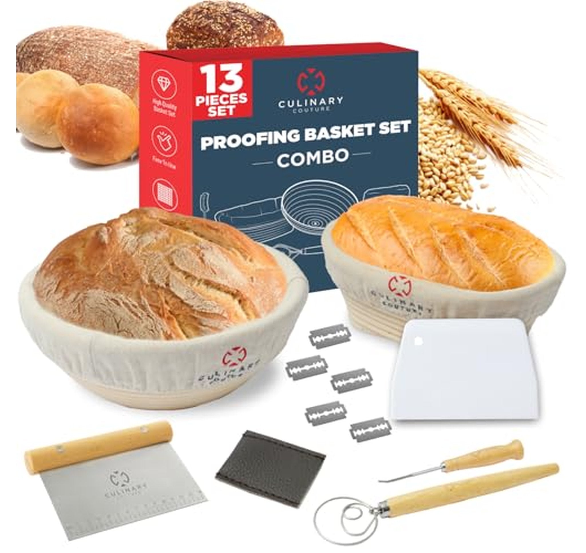 2 Pack Sourdough Bread Proofing Baskets with Tools
