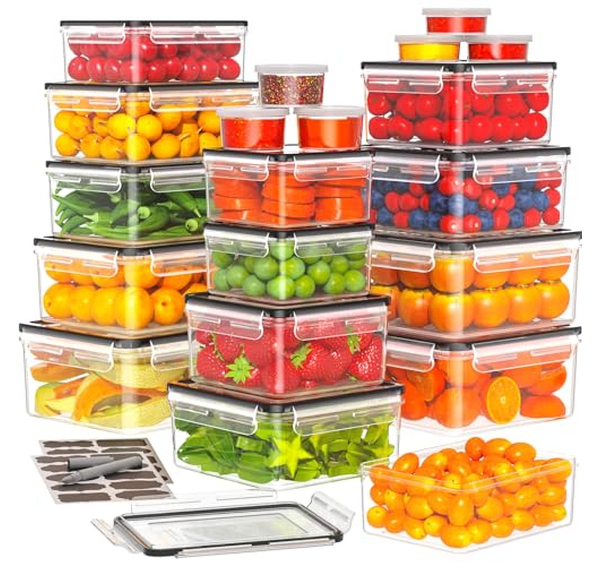 40 Pack Airtight Plastic Food Storage Containers