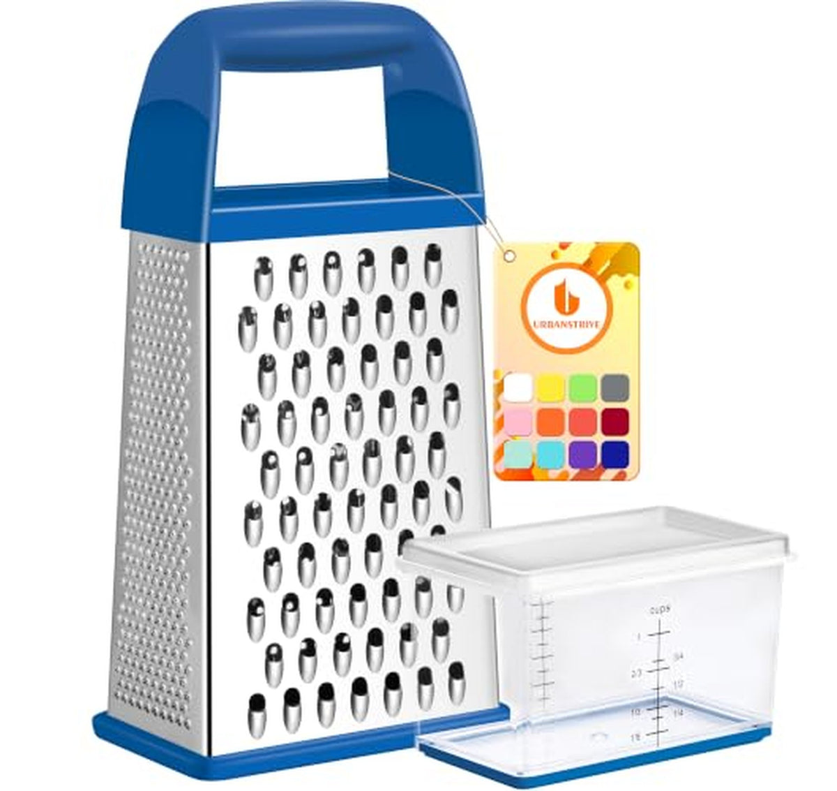 Stainless Steel 4-Sided Box Cheese Grater with Container