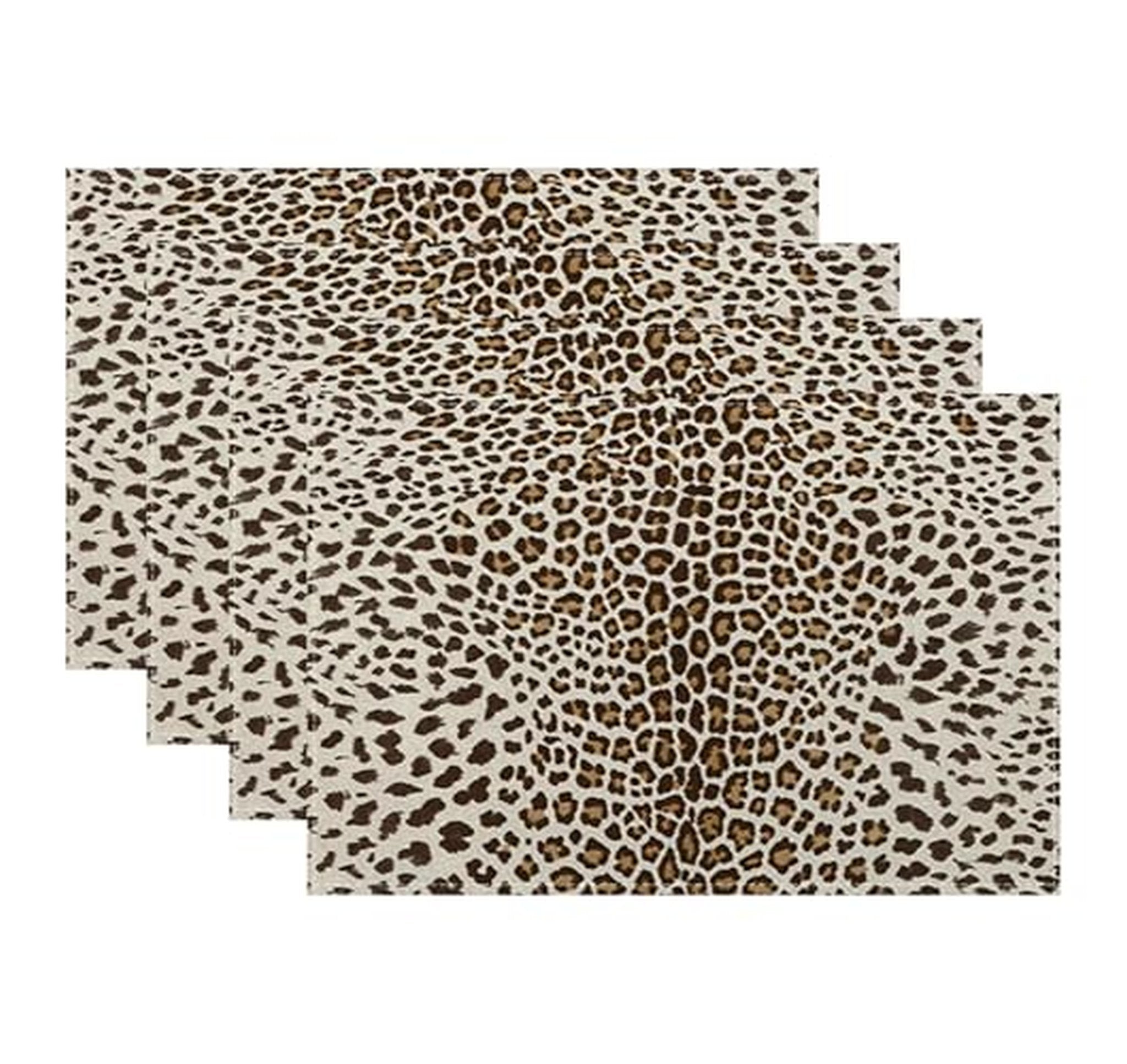 4 Pack Leopard Print Rectangular Table Placemats