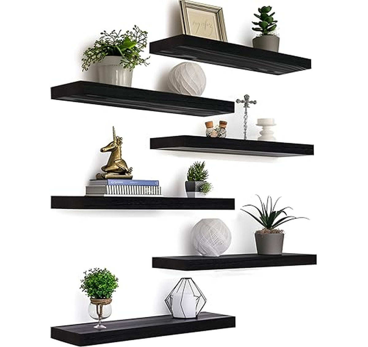6 Pack Rustic Wood Floating Wall Shelves