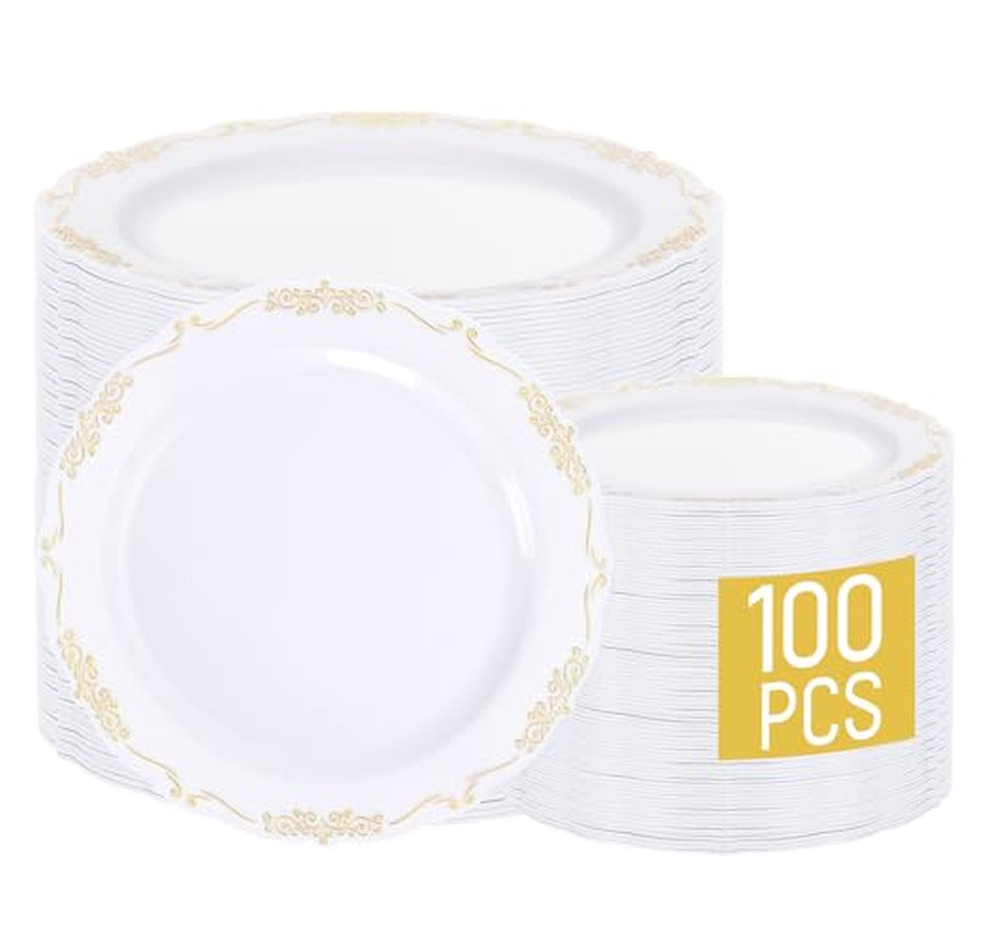100 Count Heavy Duty Disposable Plastic Party Plates