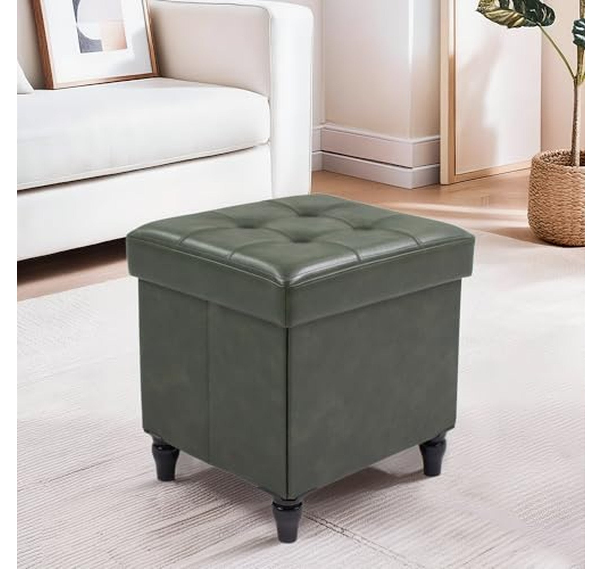Foldable Storage Ottoman Bench with Legs