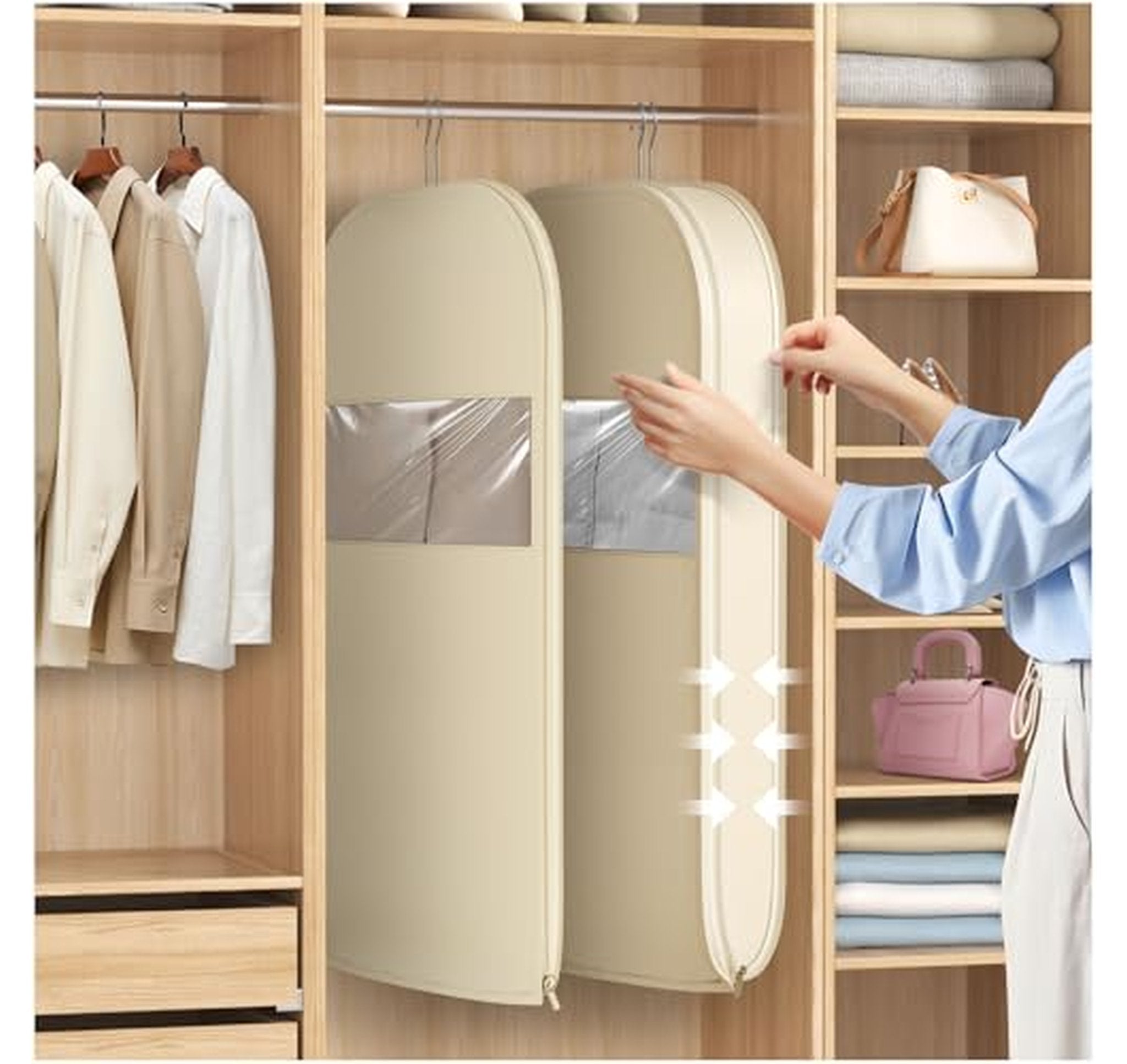 Hanging Compression Garment Bag Dustproof Clothes Cover