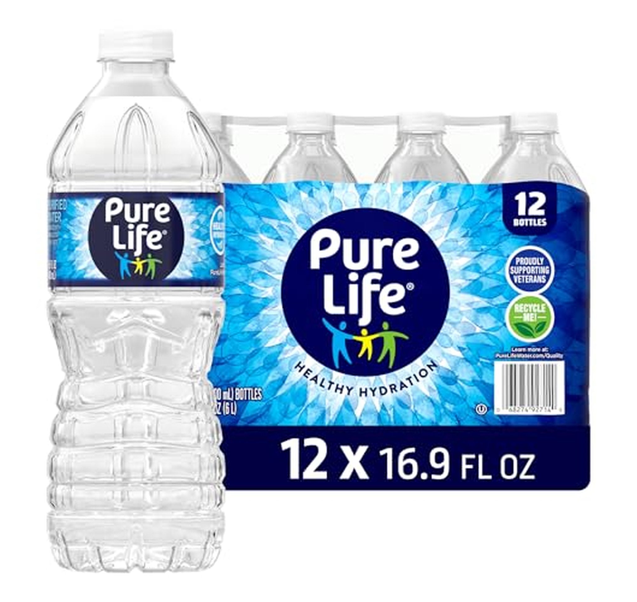 12 Pack Pure Life Purified Bottled Water 16.9 fl oz