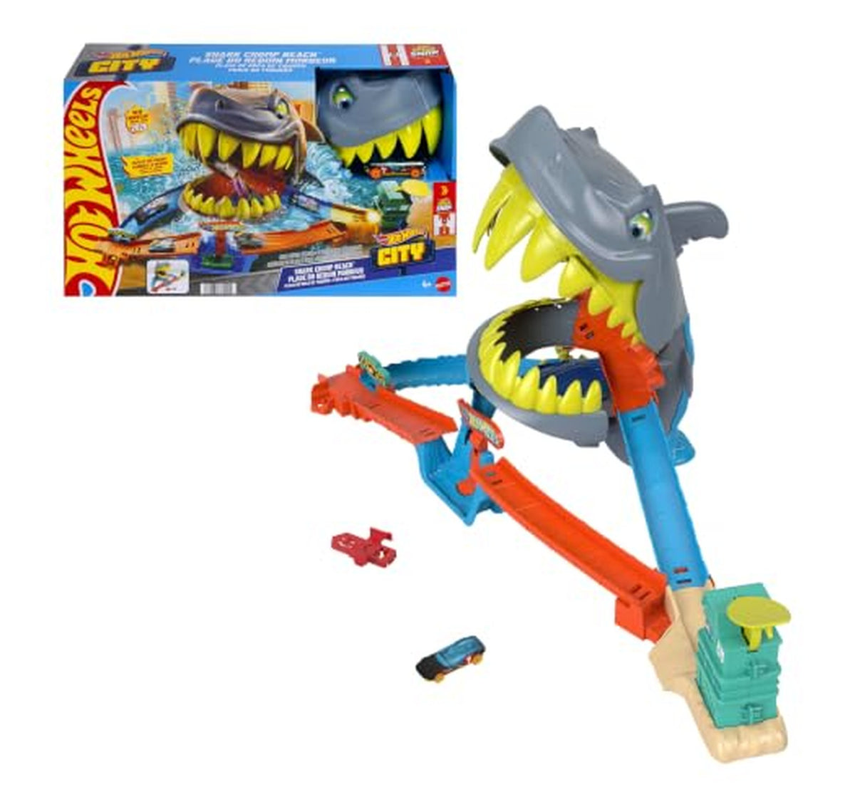 Hot Wheels City Shark Chomp Beach Playset with Car