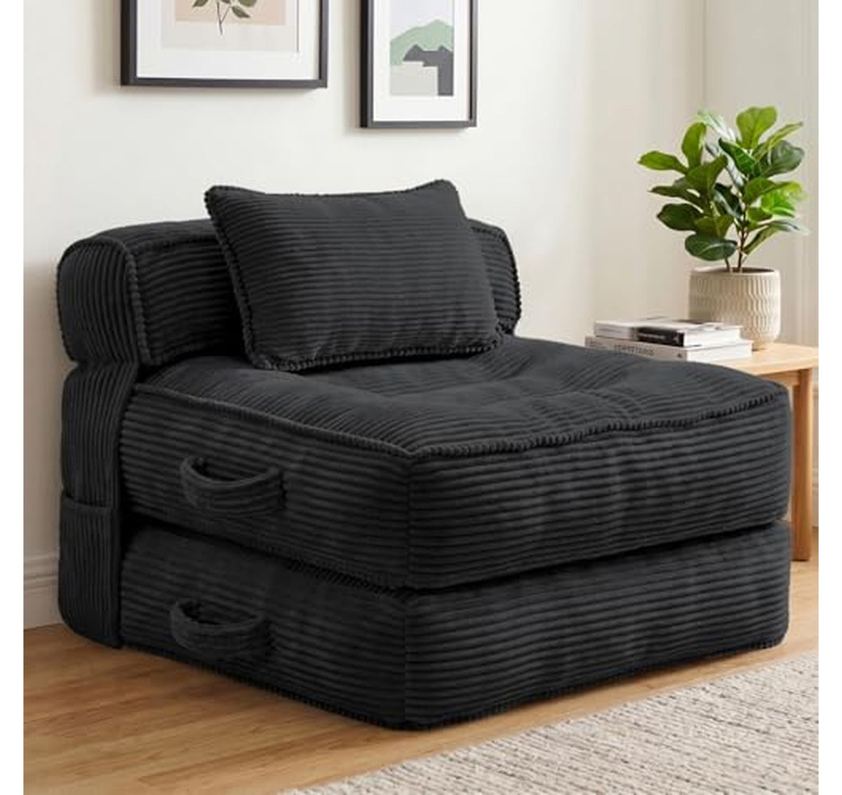 Folding Convertible Sleeper Chair Sofa Bed with Pillow