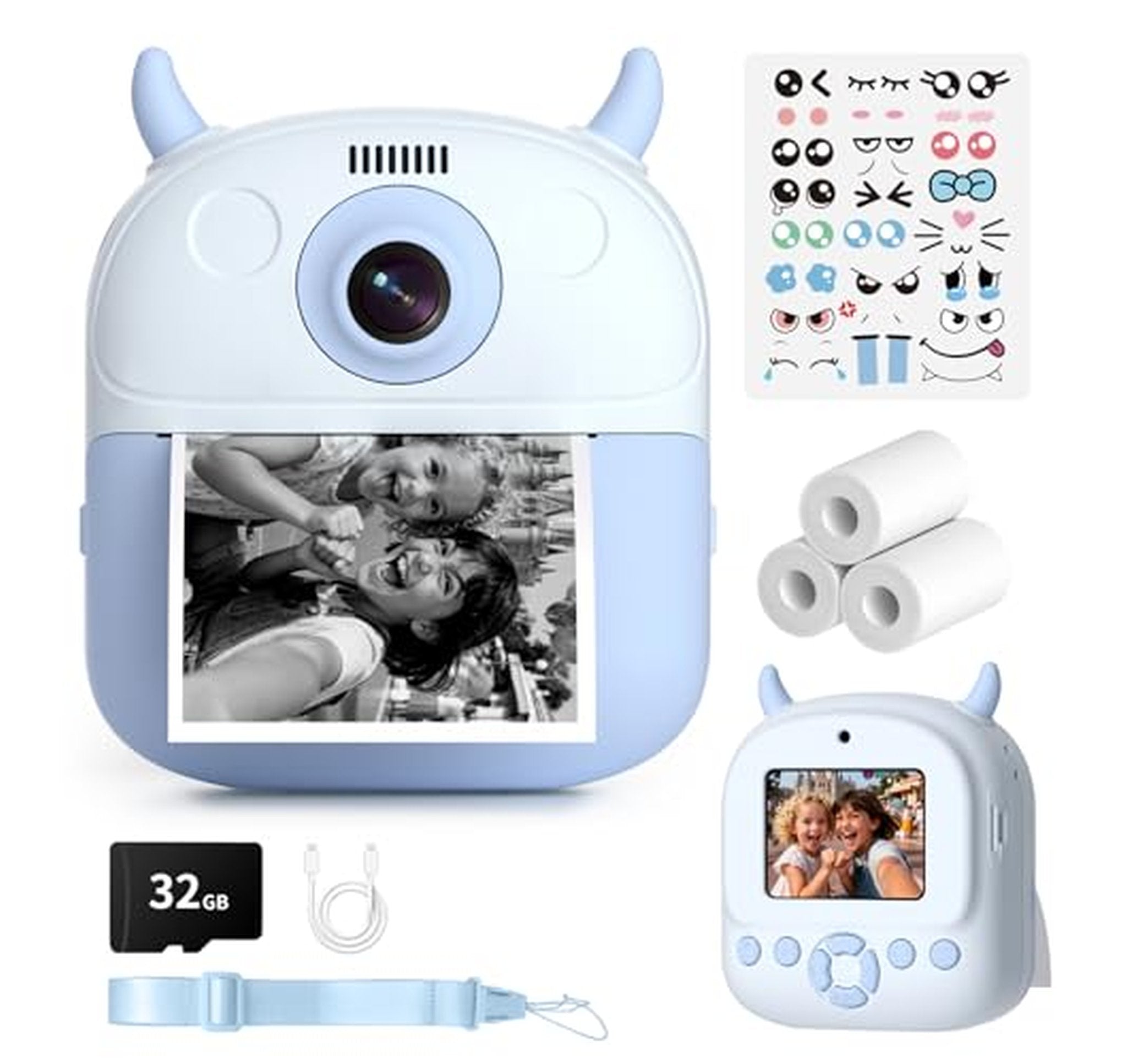 Instant Print Kids Camera with 1080P Video