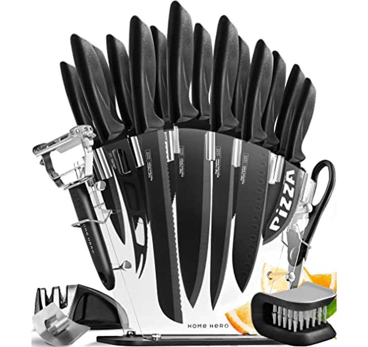 20 Piece Kitchen Knife Set with Block & Sharpener