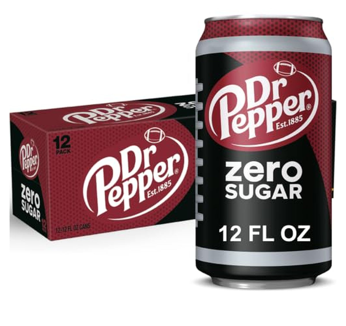 Dr Pepper Zero Sugar Soda 12 Ounce Cans, 12 Pack