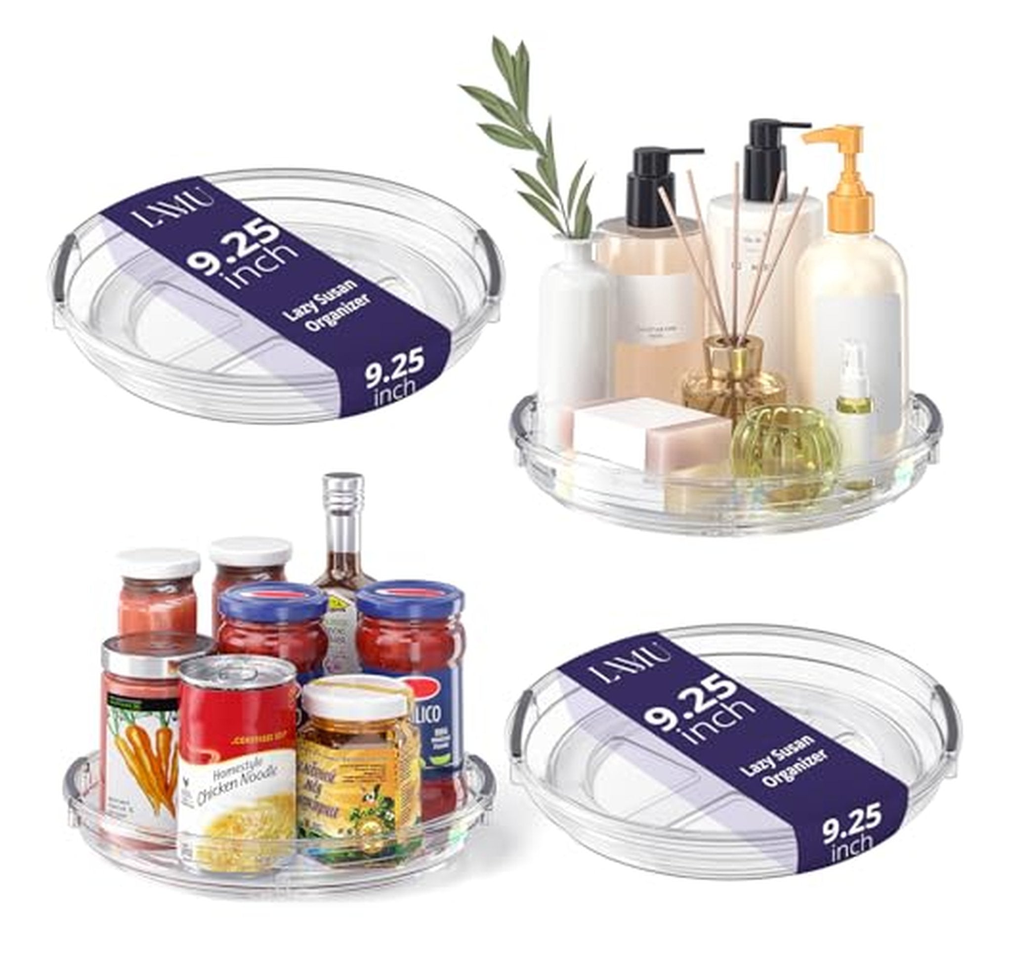4 Pack Lazy Susan Turntable Cabinet Organizer