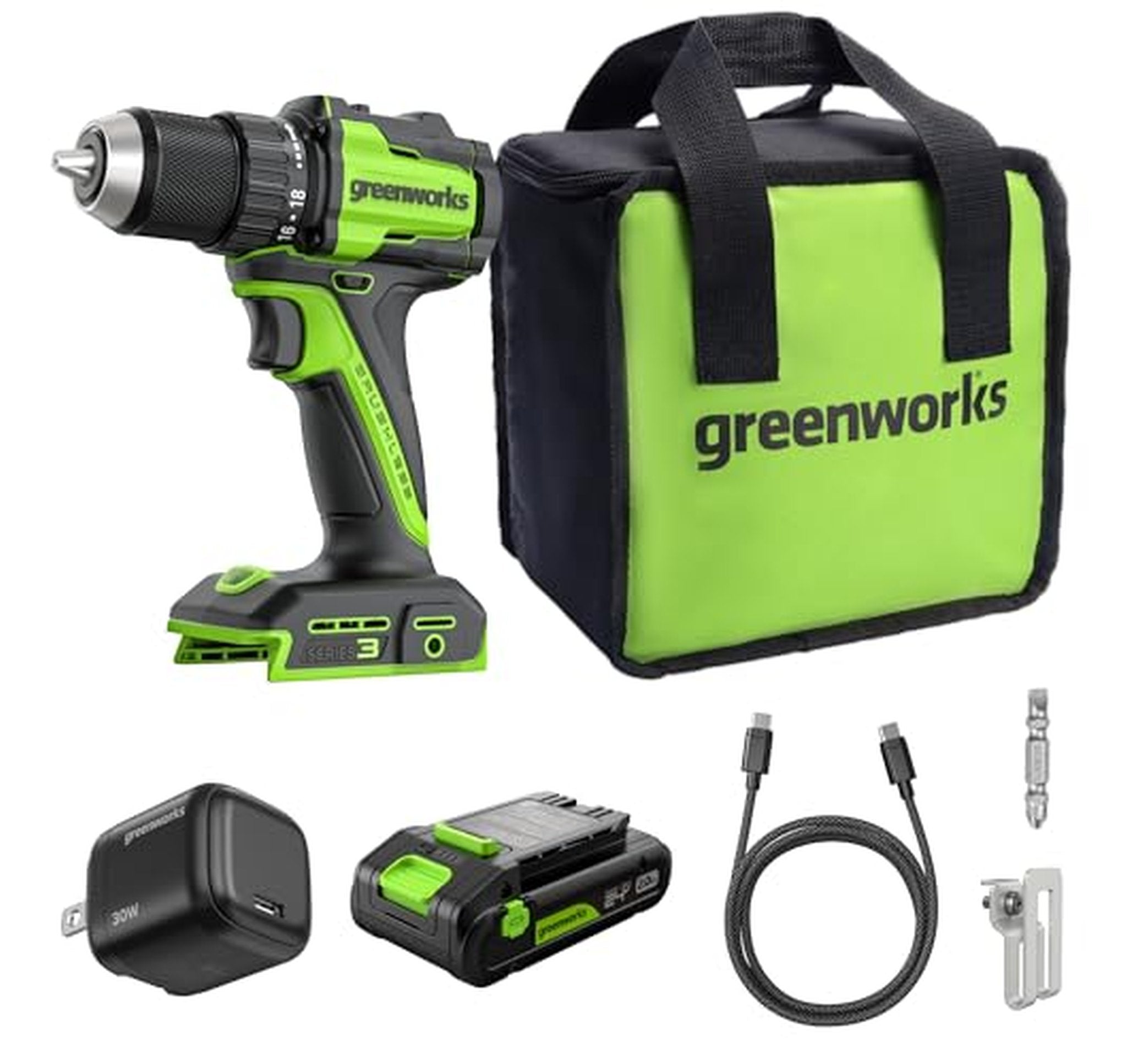 Greenworks 24V Brushless 1/2" Cordless Drill Kit