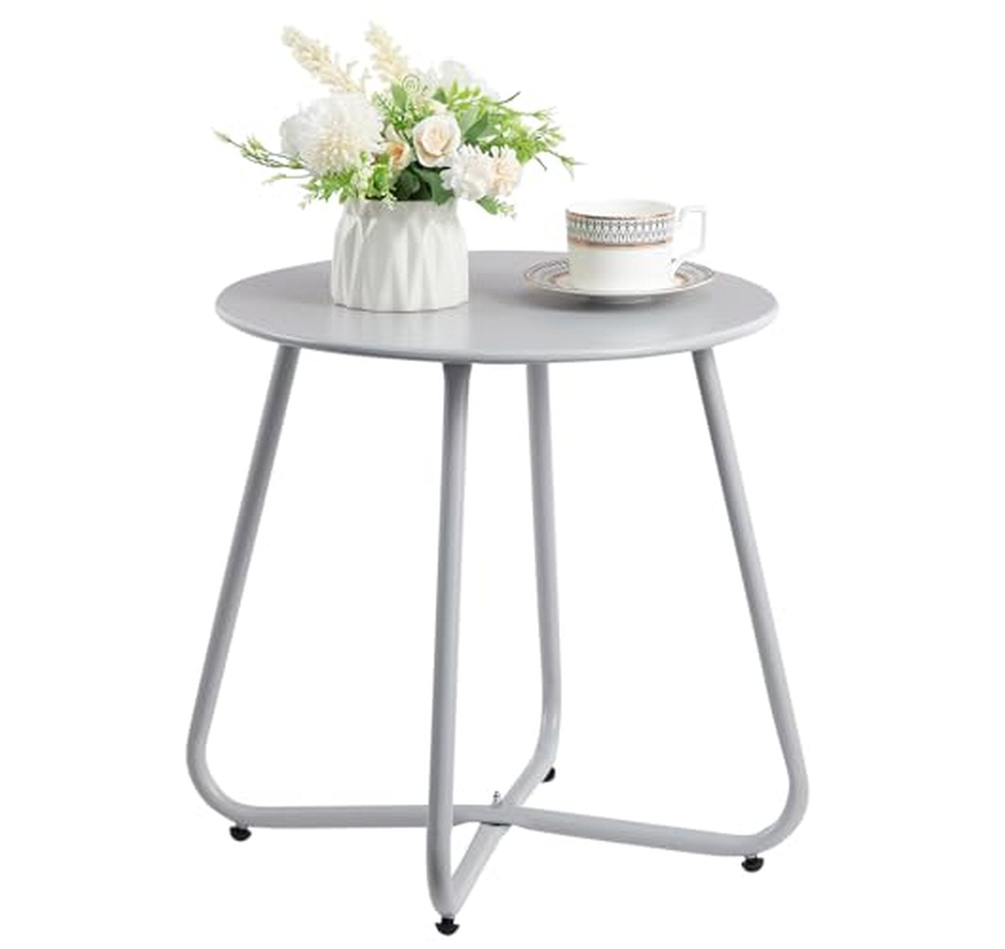 Round Metal Outdoor Side Table Plant Stand