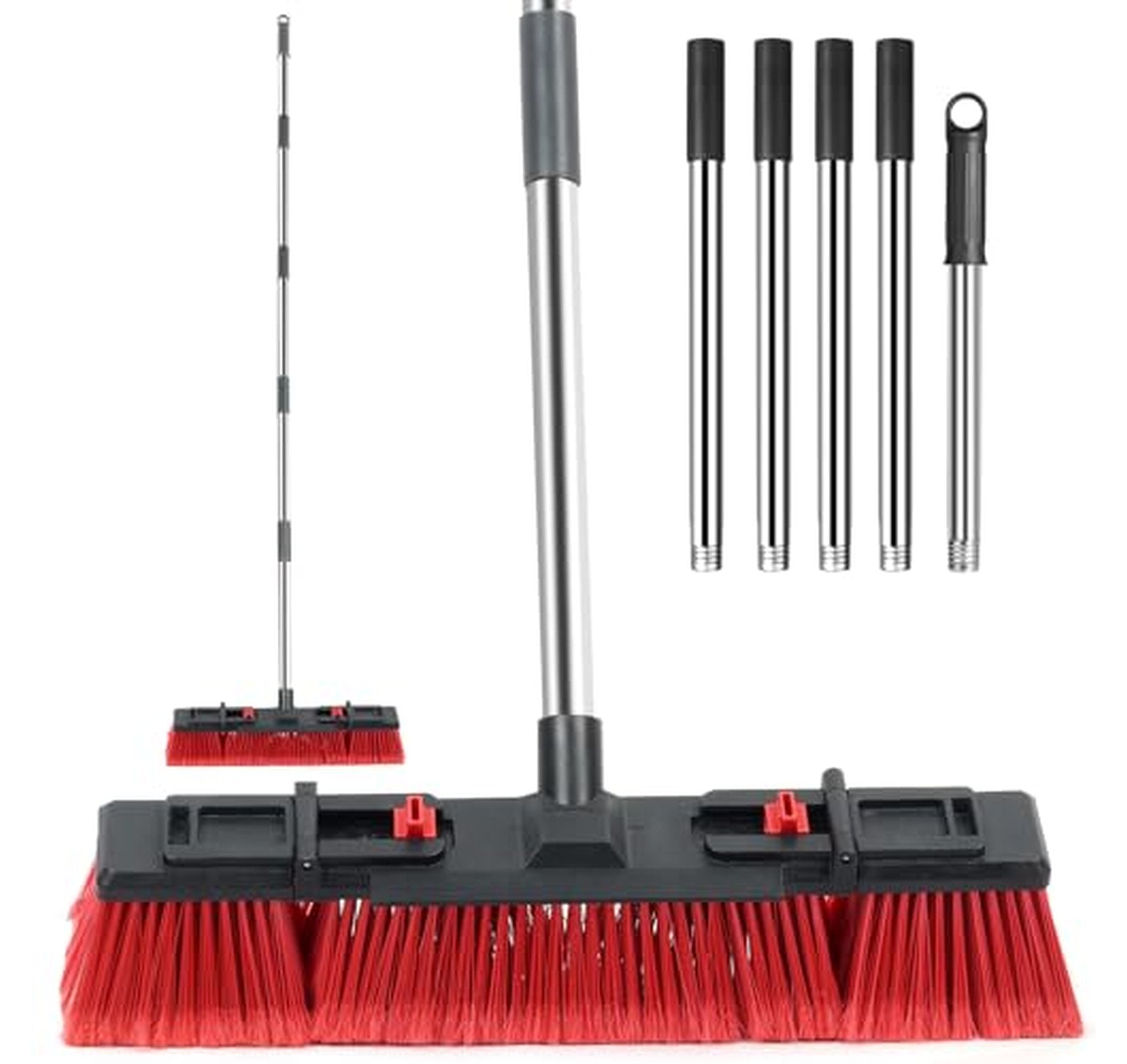 Heavy Duty Outdoor Push Broom with Adjustable Handle