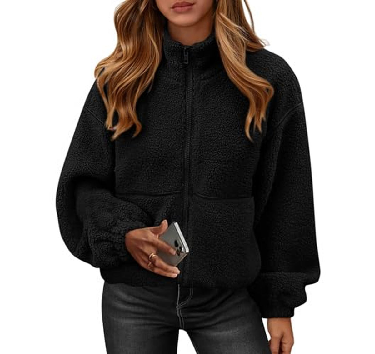 Sherpa Fleece Zip Up Winter Jacket