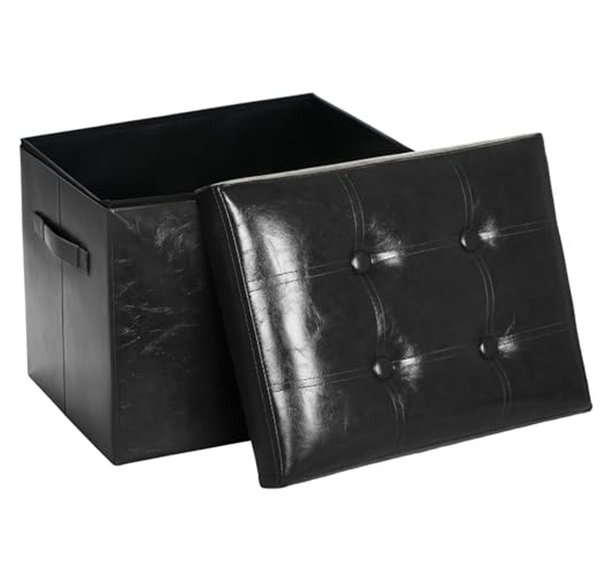 Foldable Storage Ottoman Footrest Stool with Padded Seat