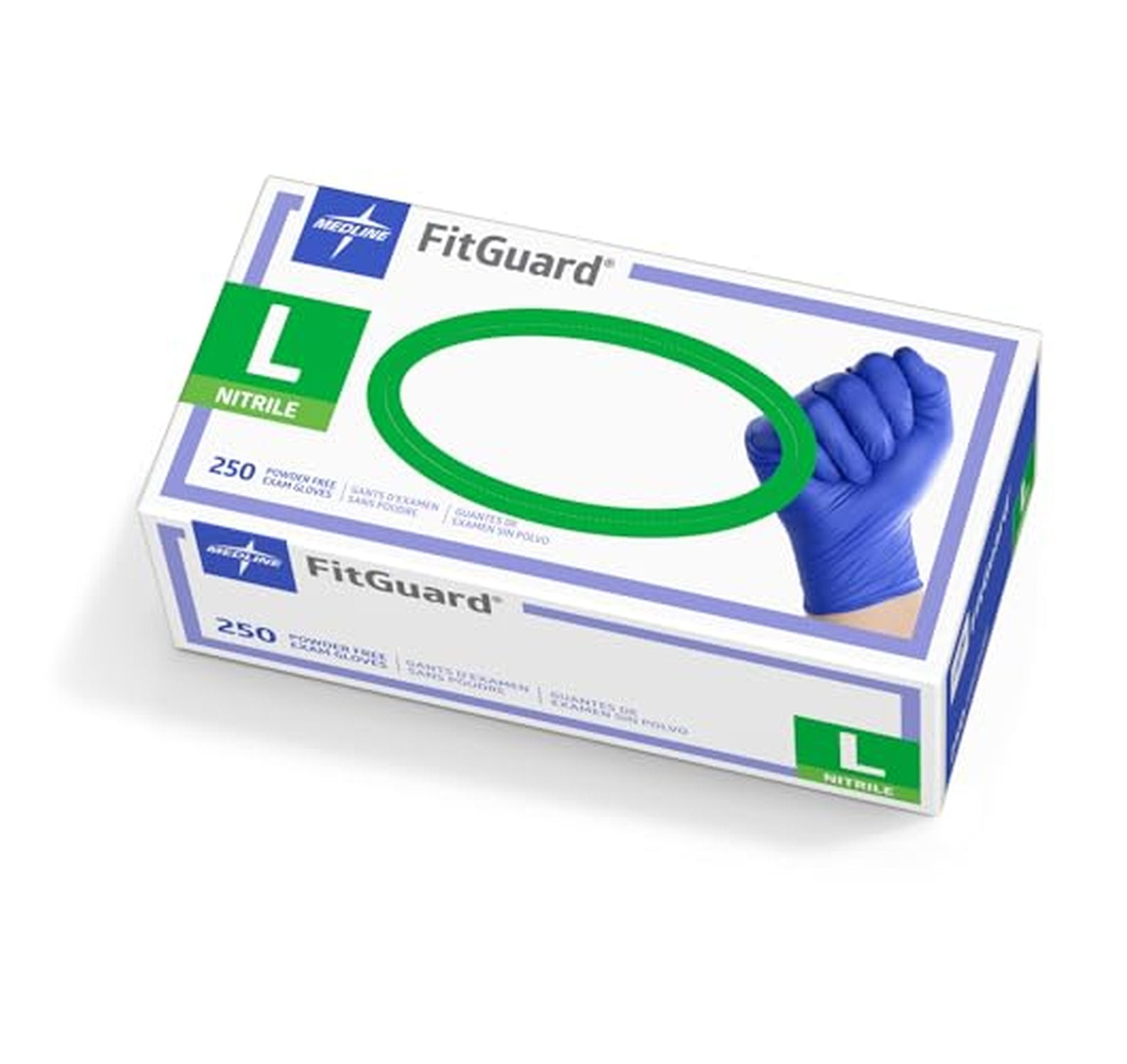 Medline FitGuard Nitrile Exam Gloves, 250 Count, Large