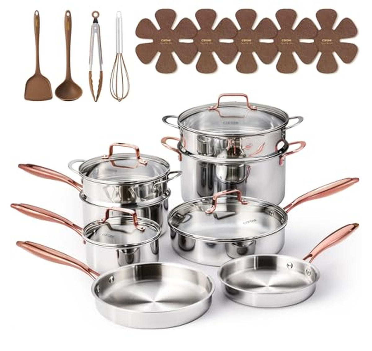 21 Piece Tri-Ply Stainless Steel Cookware Set