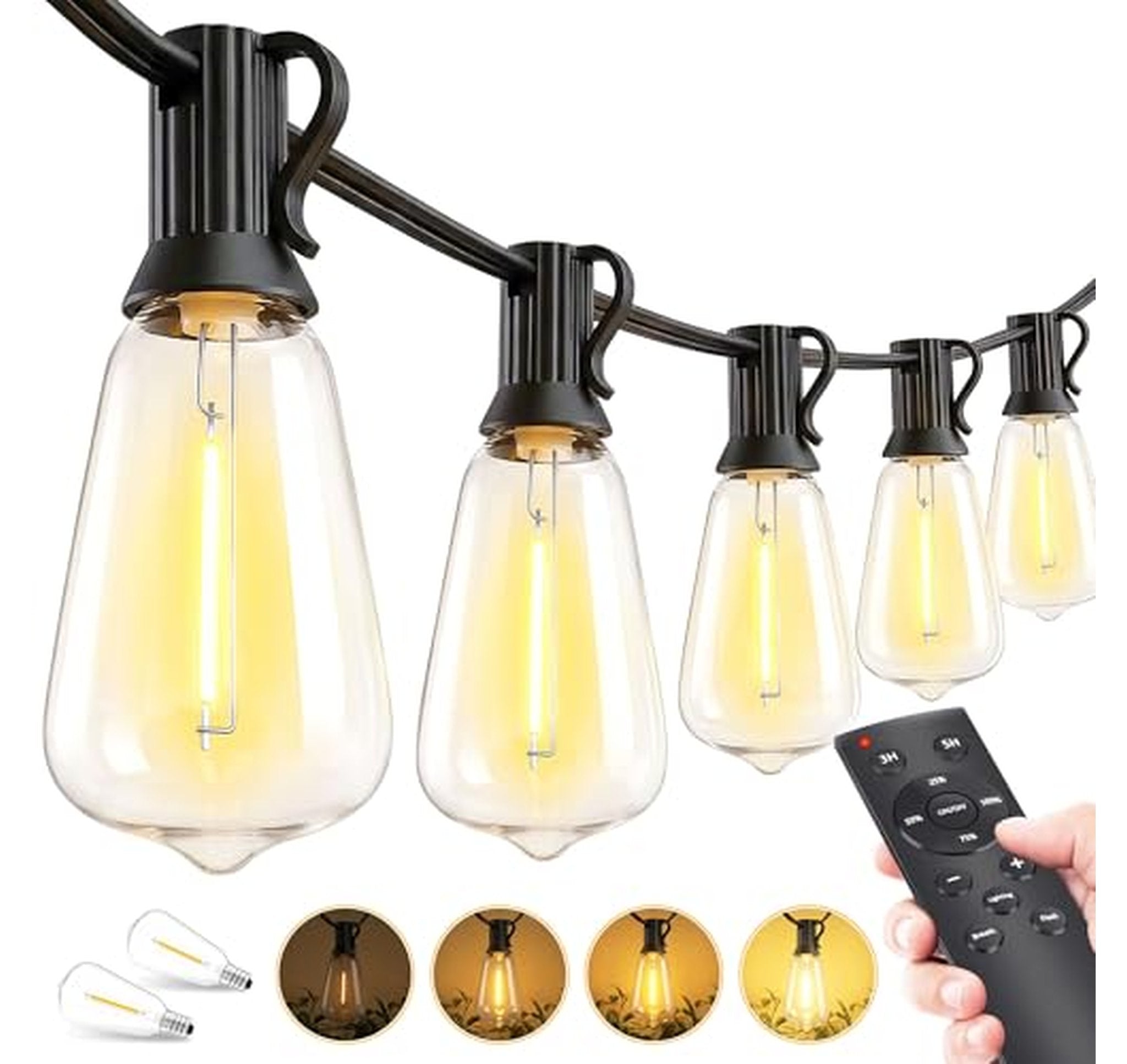 100ft LED Outdoor String Lights, Waterproof, Dimmable