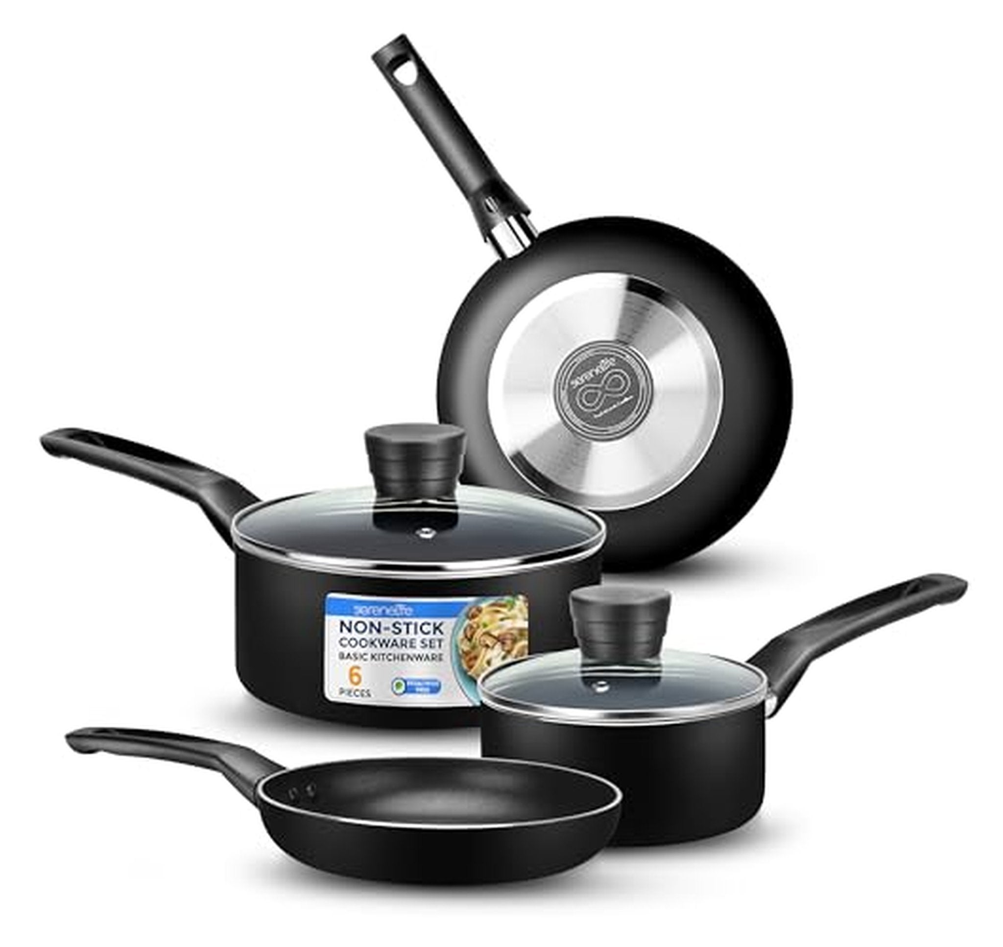 6 Piece Nonstick Pots and Pans Cookware Set